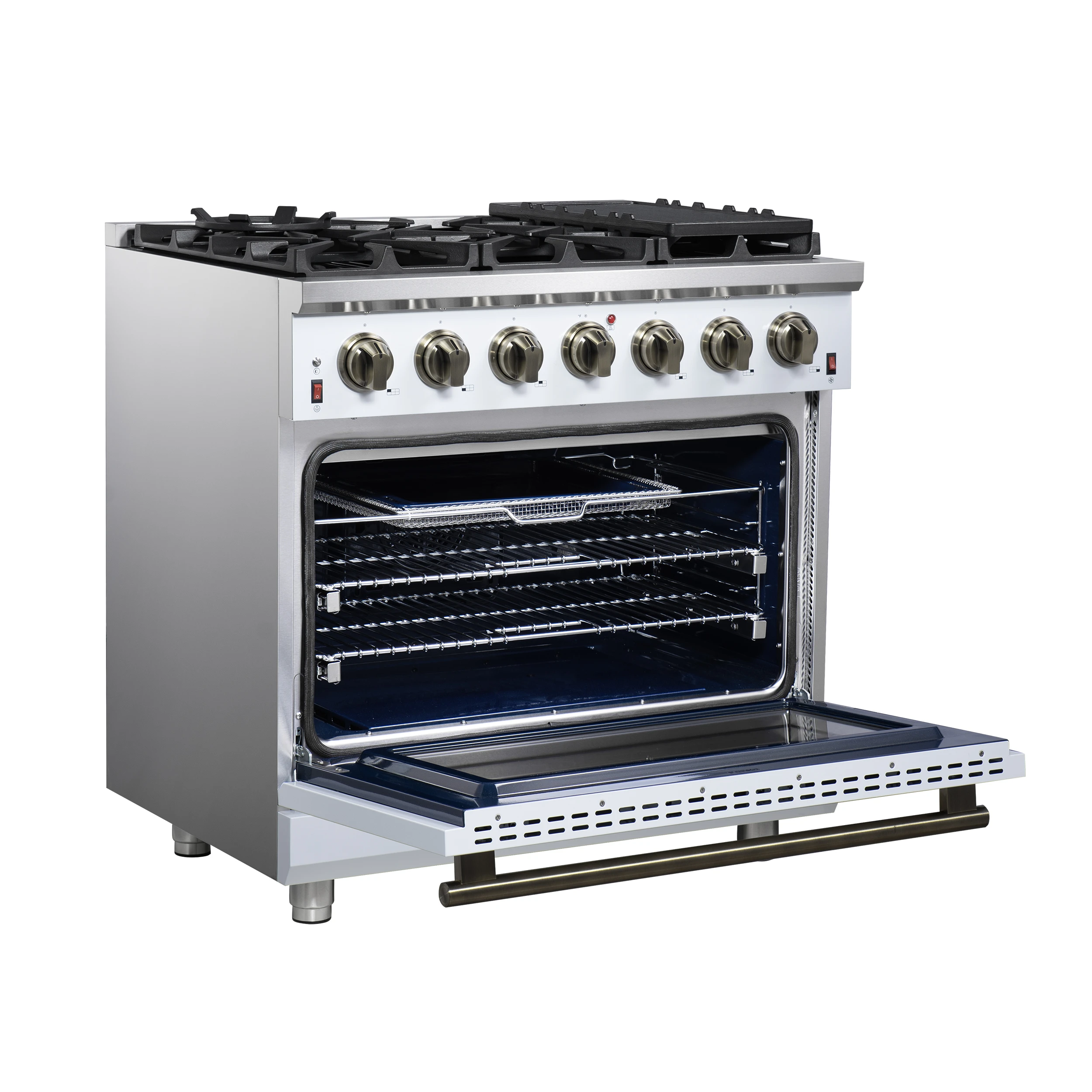 Massimo 36-Inch Freestanding Gas Range, 6 Sealed Burners, Convection Oven, Energy Efficient FFSGS623936WHT