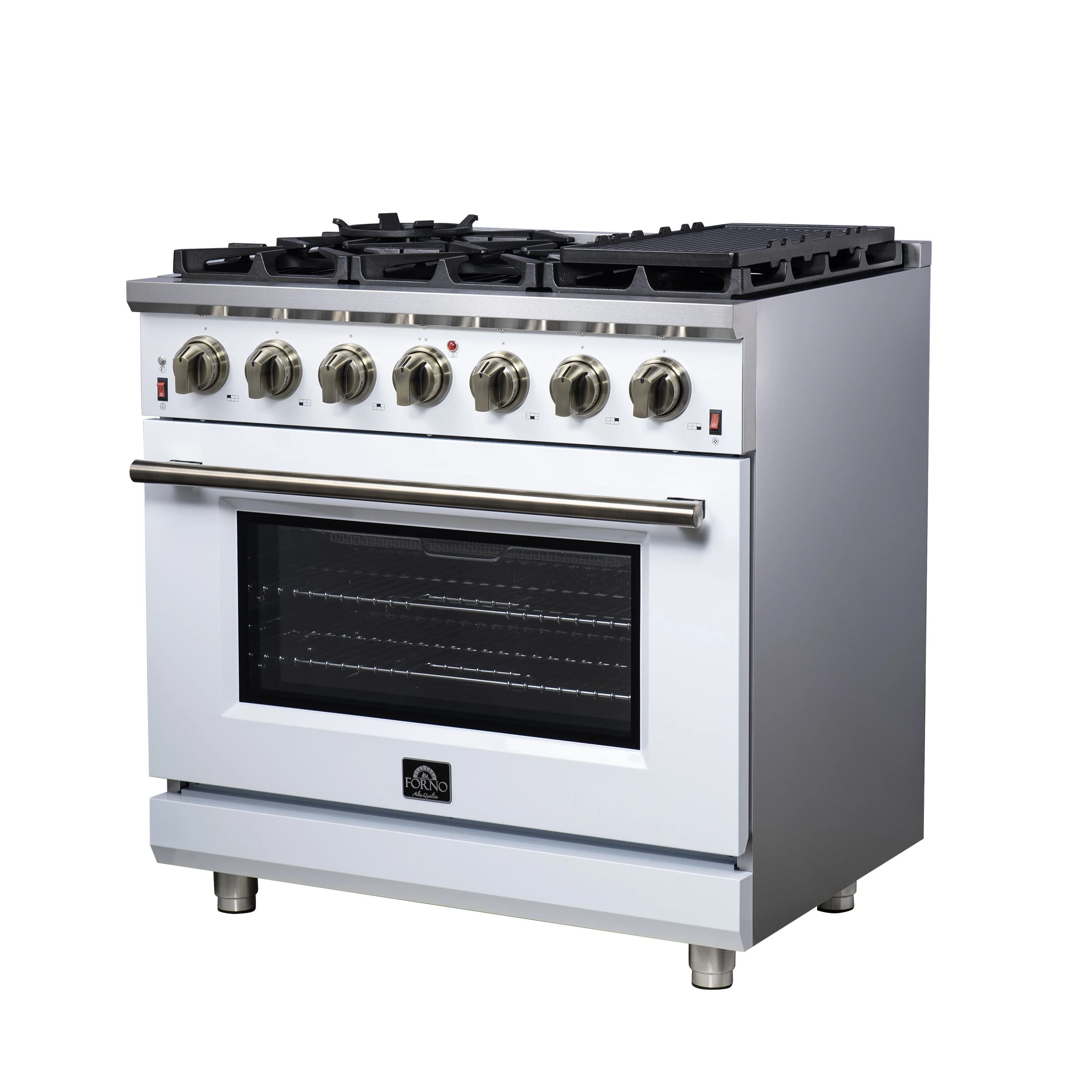 Massimo 36-Inch Freestanding Gas Range, 6 Sealed Burners, Convection Oven, Energy Efficient FFSGS623936WHT