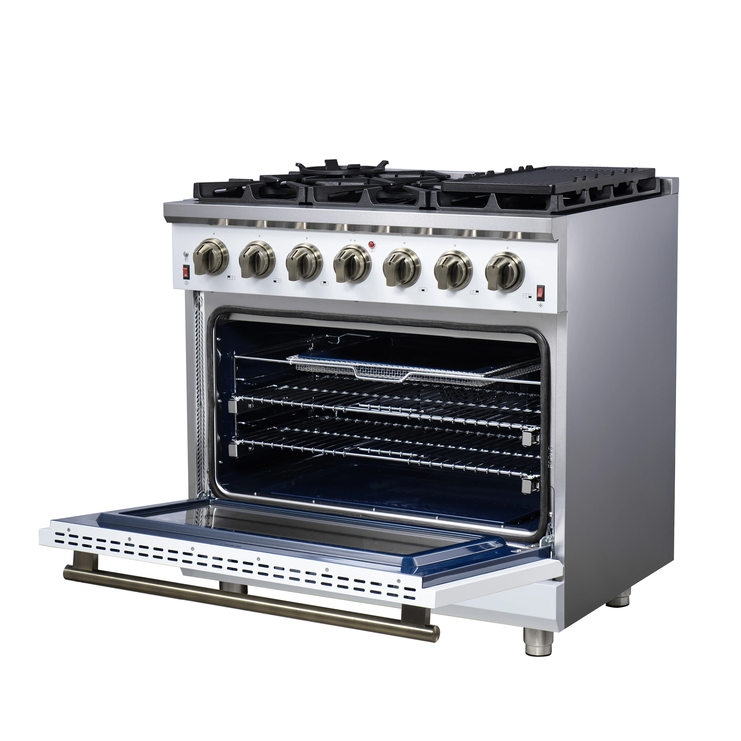 Massimo 36-Inch Freestanding Gas Range, 6 Sealed Burners, Convection Oven, Energy Efficient FFSGS623936WHT