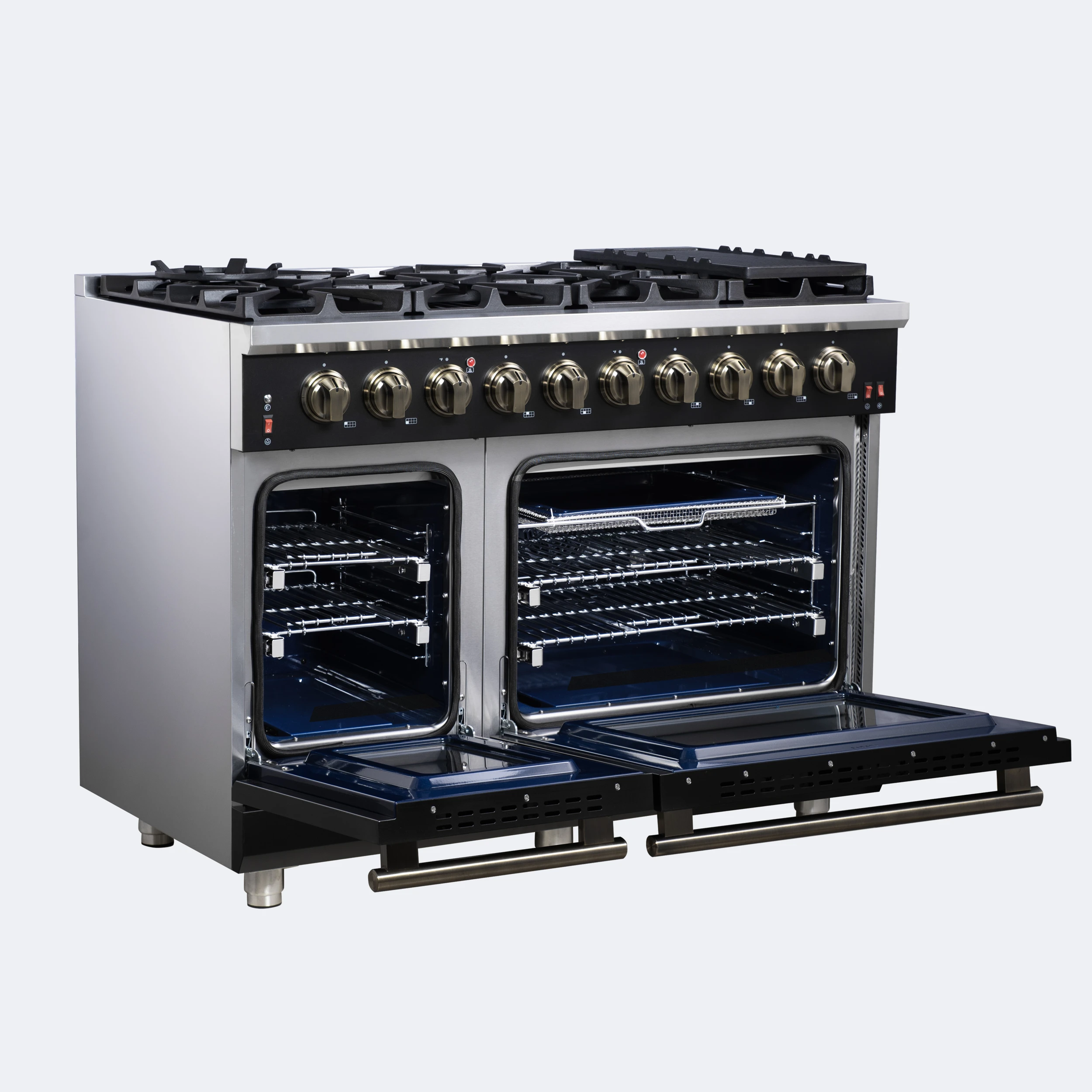 Massimo 48-Inch Freestanding Gas Range, 8 Burners, True Convection Oven FFSGS623948BLK