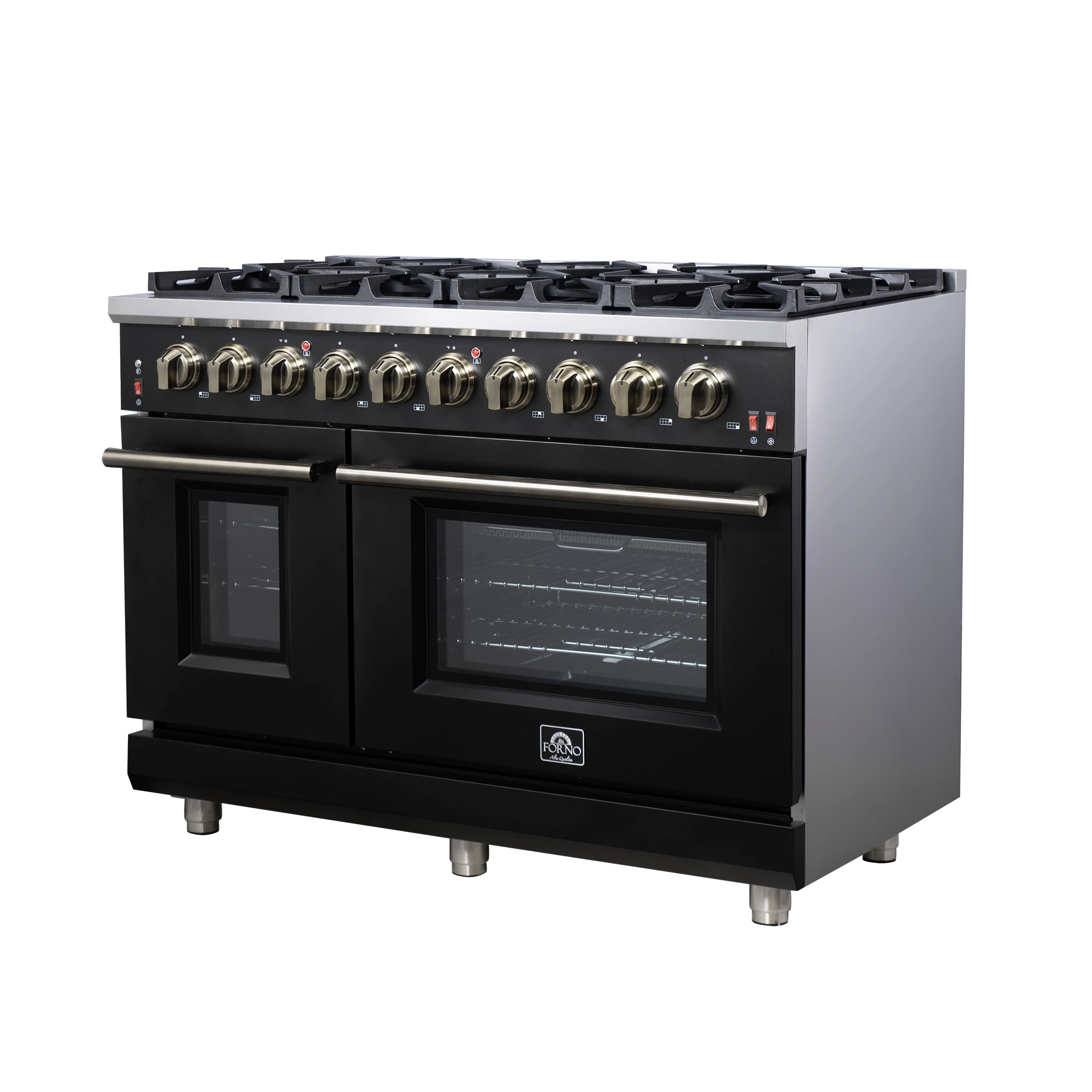 Massimo 48-Inch Freestanding Gas Range, 8 Burners, True Convection Oven FFSGS623948BLK