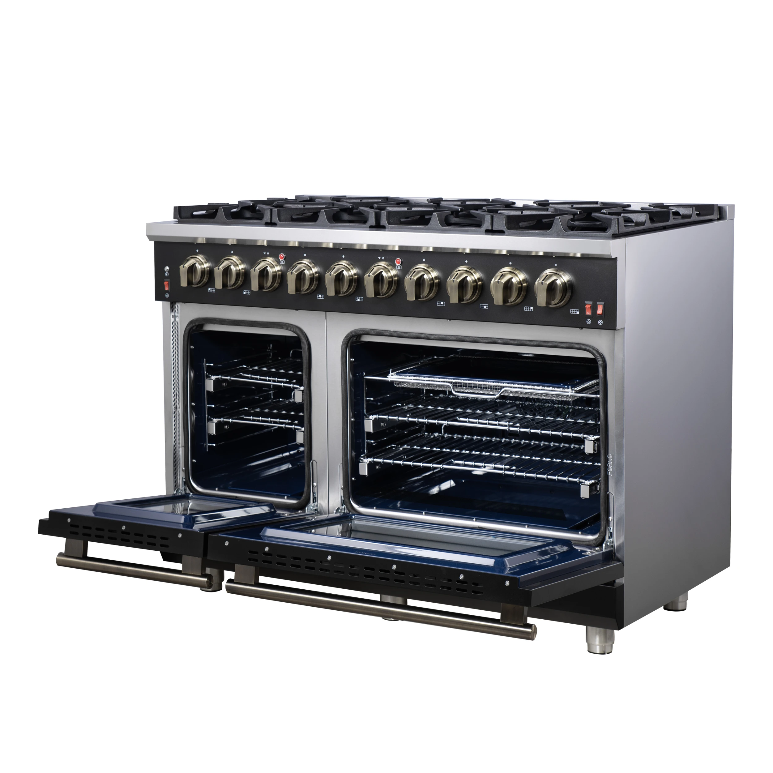 Massimo 48-Inch Freestanding Gas Range, 8 Burners, True Convection Oven FFSGS623948BLK