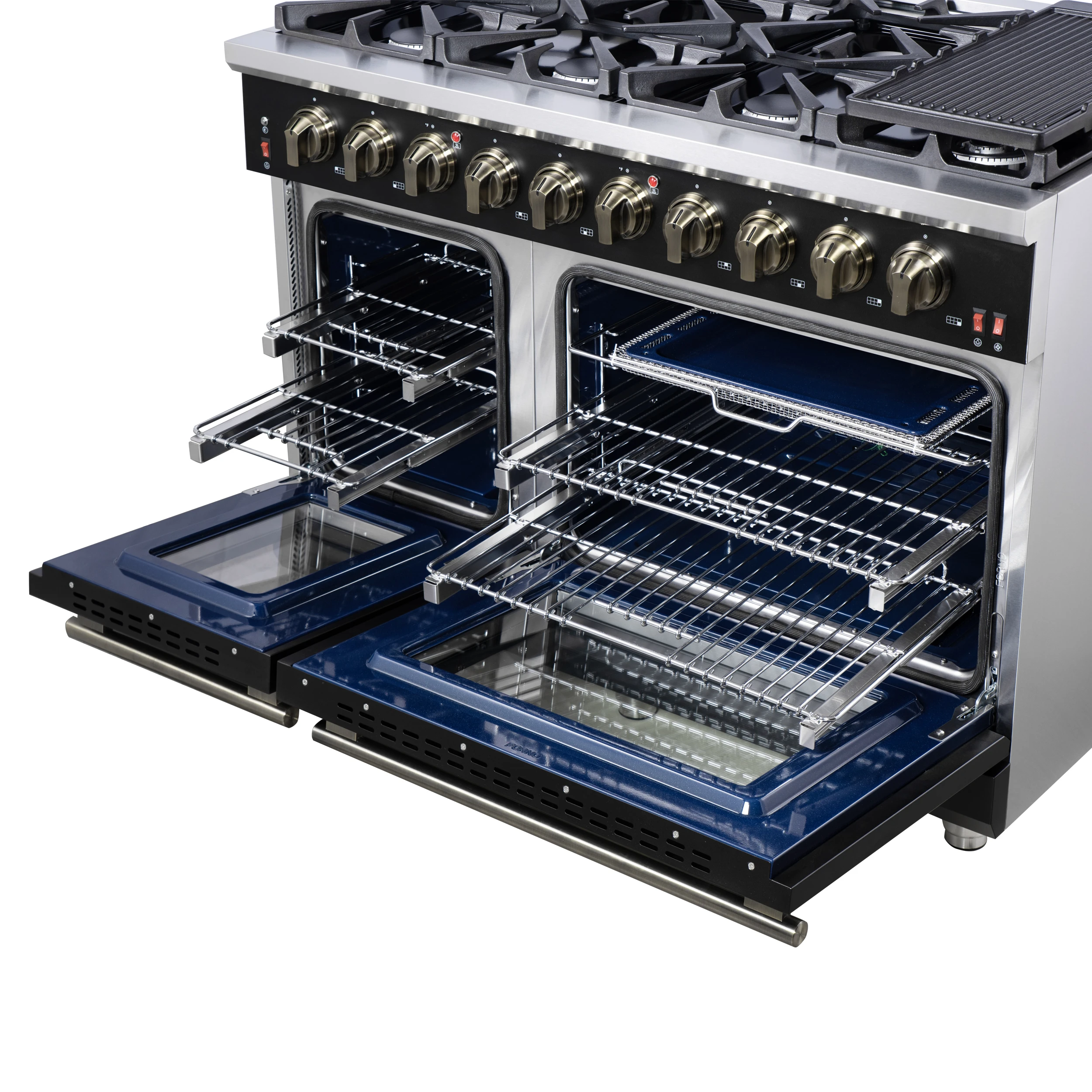 Massimo 48-Inch Freestanding Gas Range, 8 Burners, True Convection Oven FFSGS623948BLK