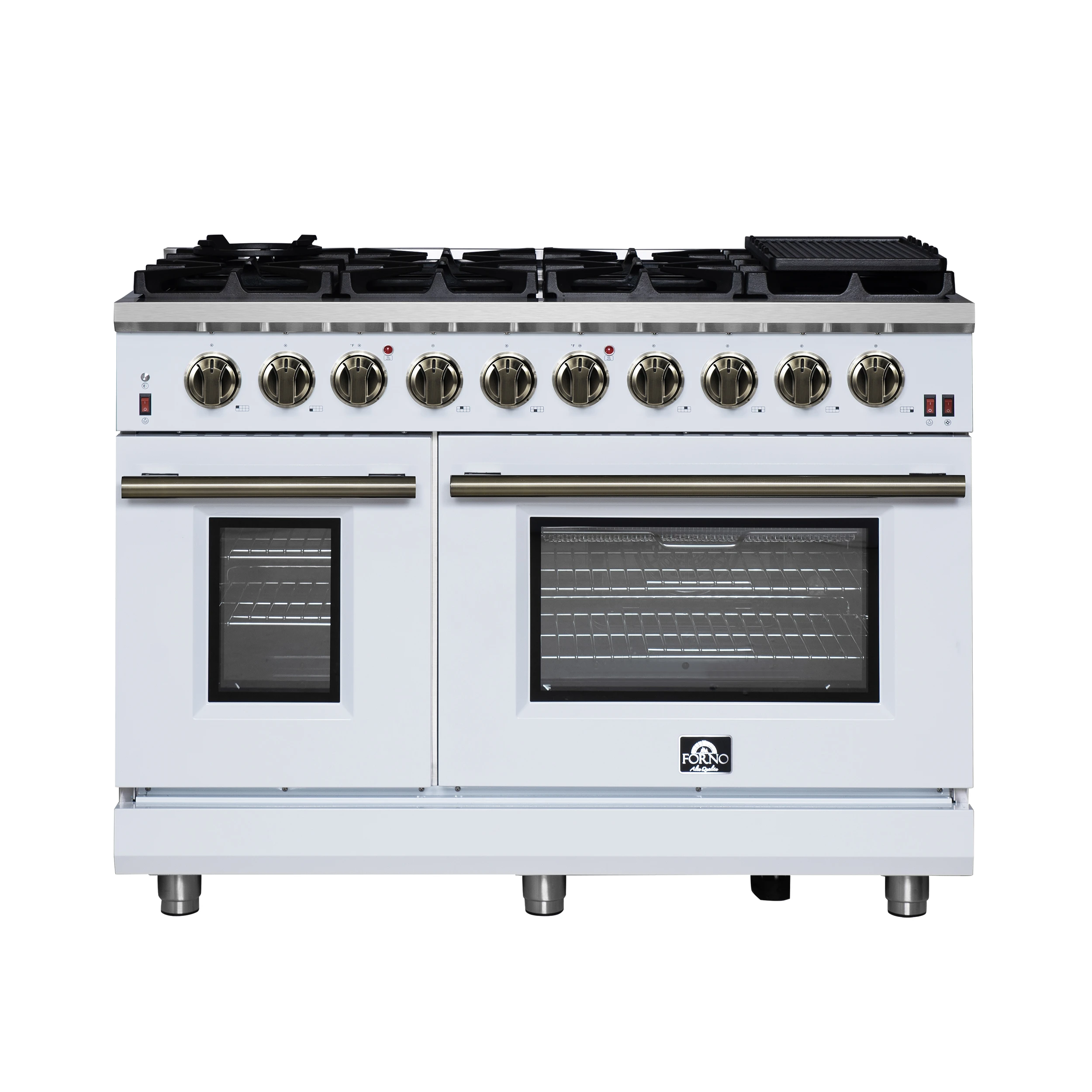 Massimo 48-Inch Freestanding Gas Range, 8 Burners, True Convection Oven FFSGS623948WHT
