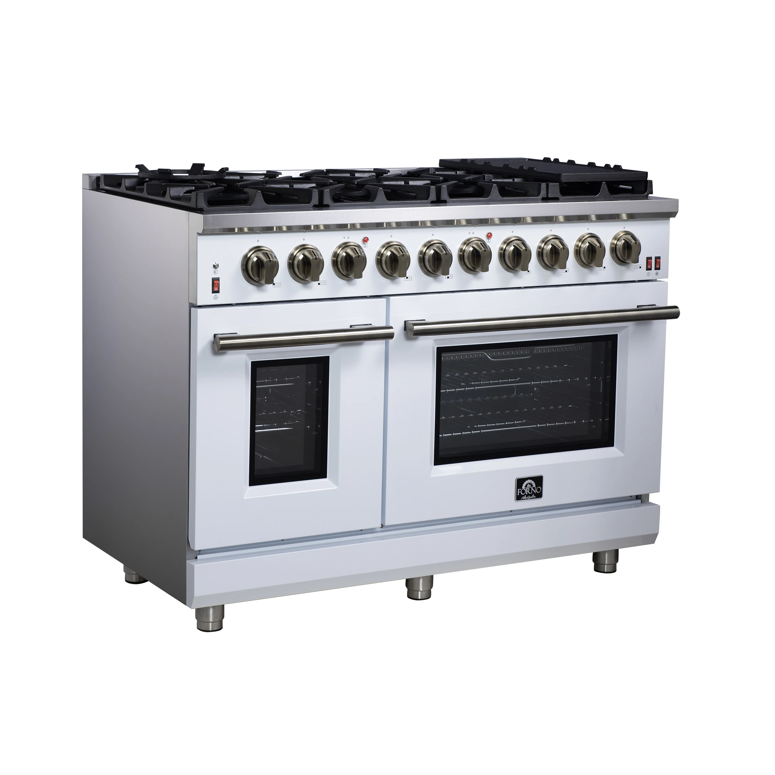 Massimo 48-Inch Freestanding Gas Range, 8 Burners, True Convection Oven FFSGS623948WHT