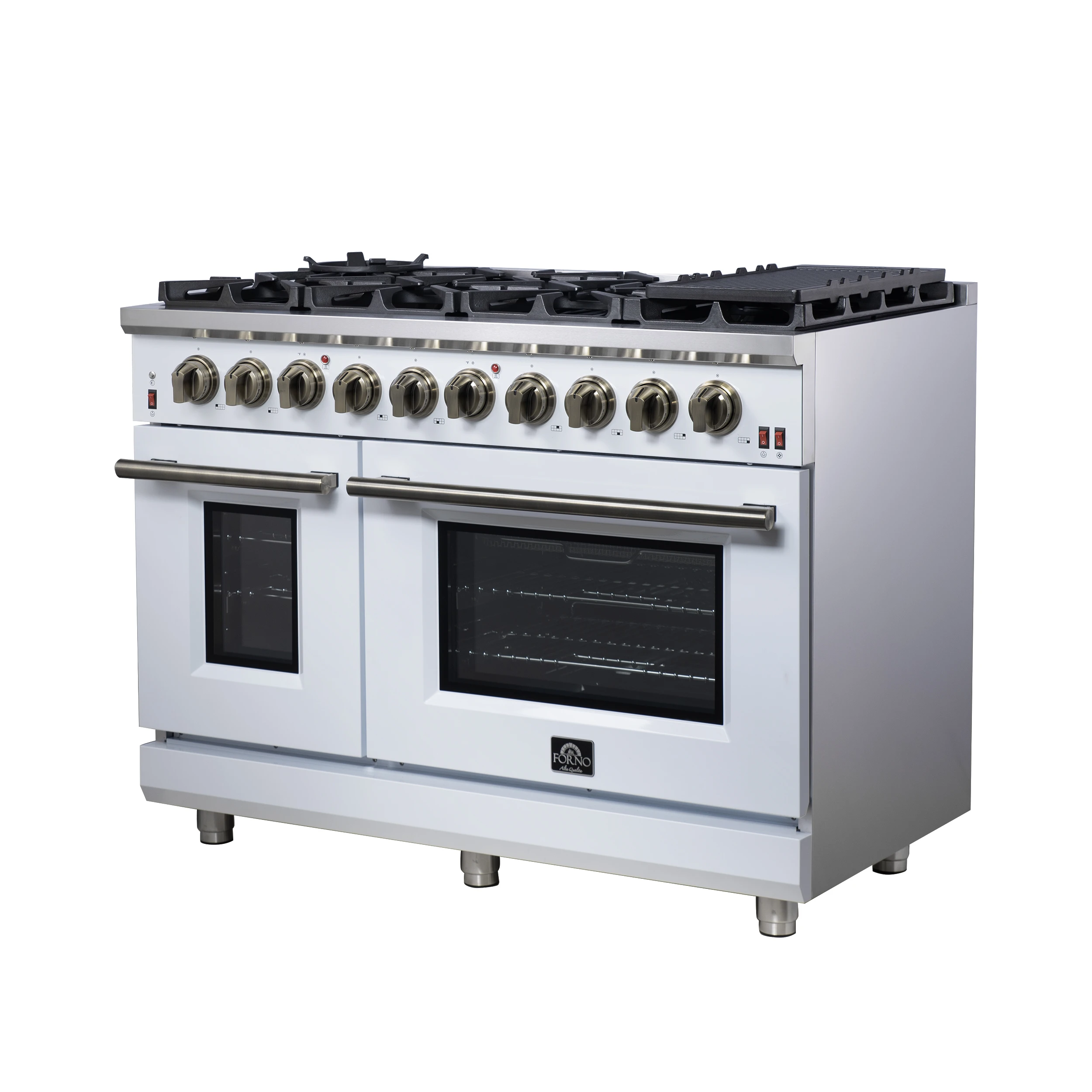 Massimo 48-Inch Freestanding Gas Range, 8 Burners, True Convection Oven FFSGS623948WHT