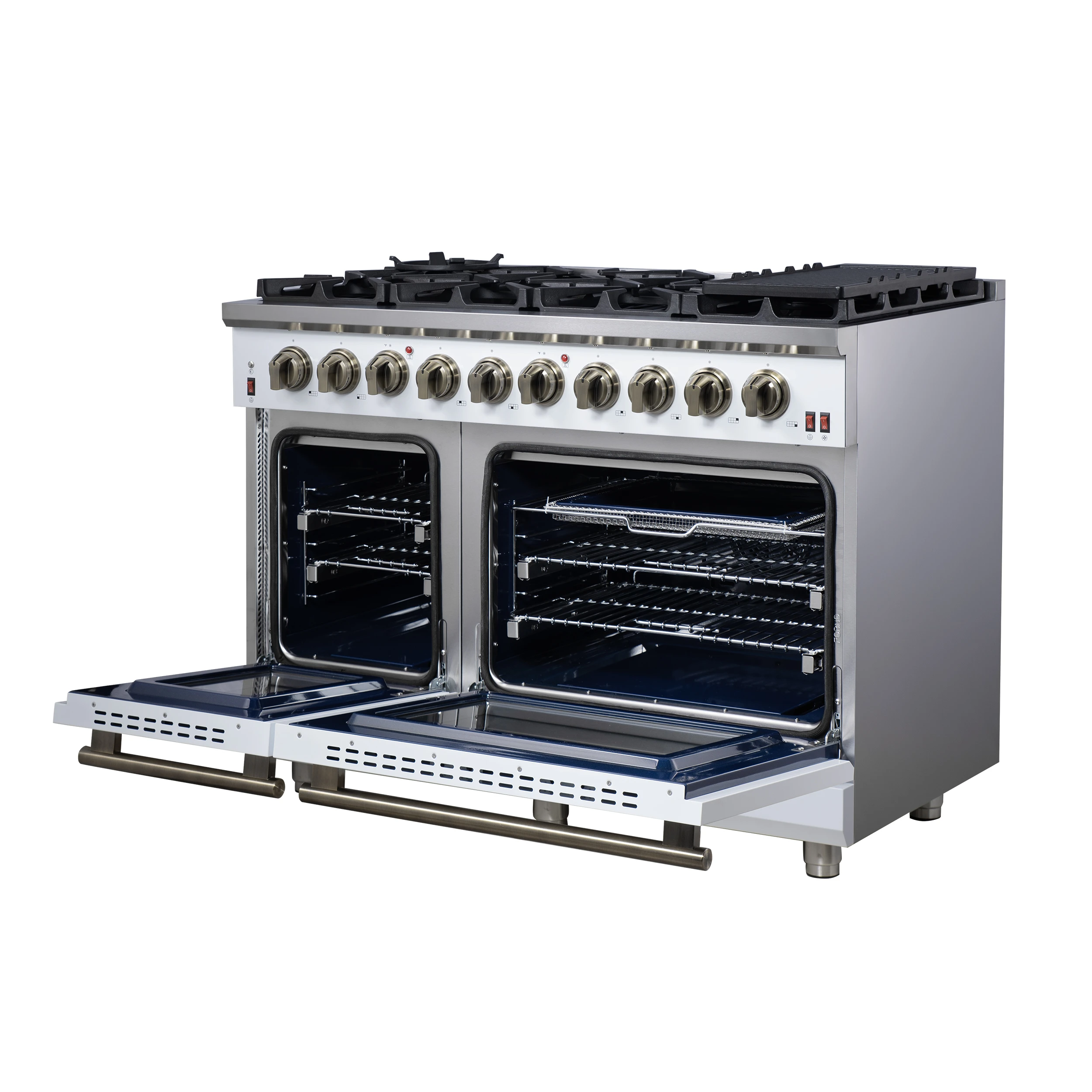 Massimo 48-Inch Freestanding Gas Range, 8 Burners, True Convection Oven FFSGS623948WHT