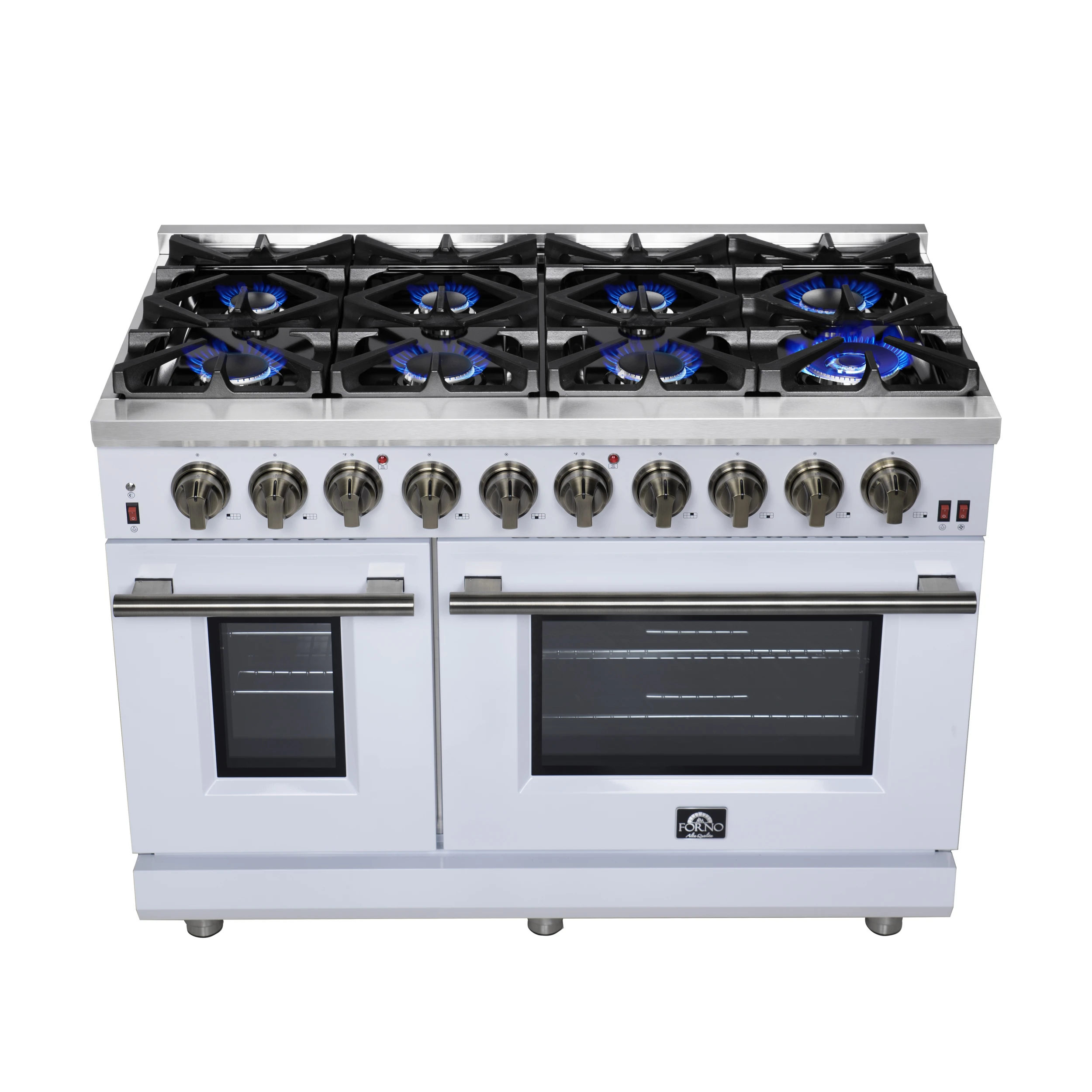 Massimo 48-Inch Freestanding Gas Range, 8 Burners, True Convection Oven FFSGS623948WHT