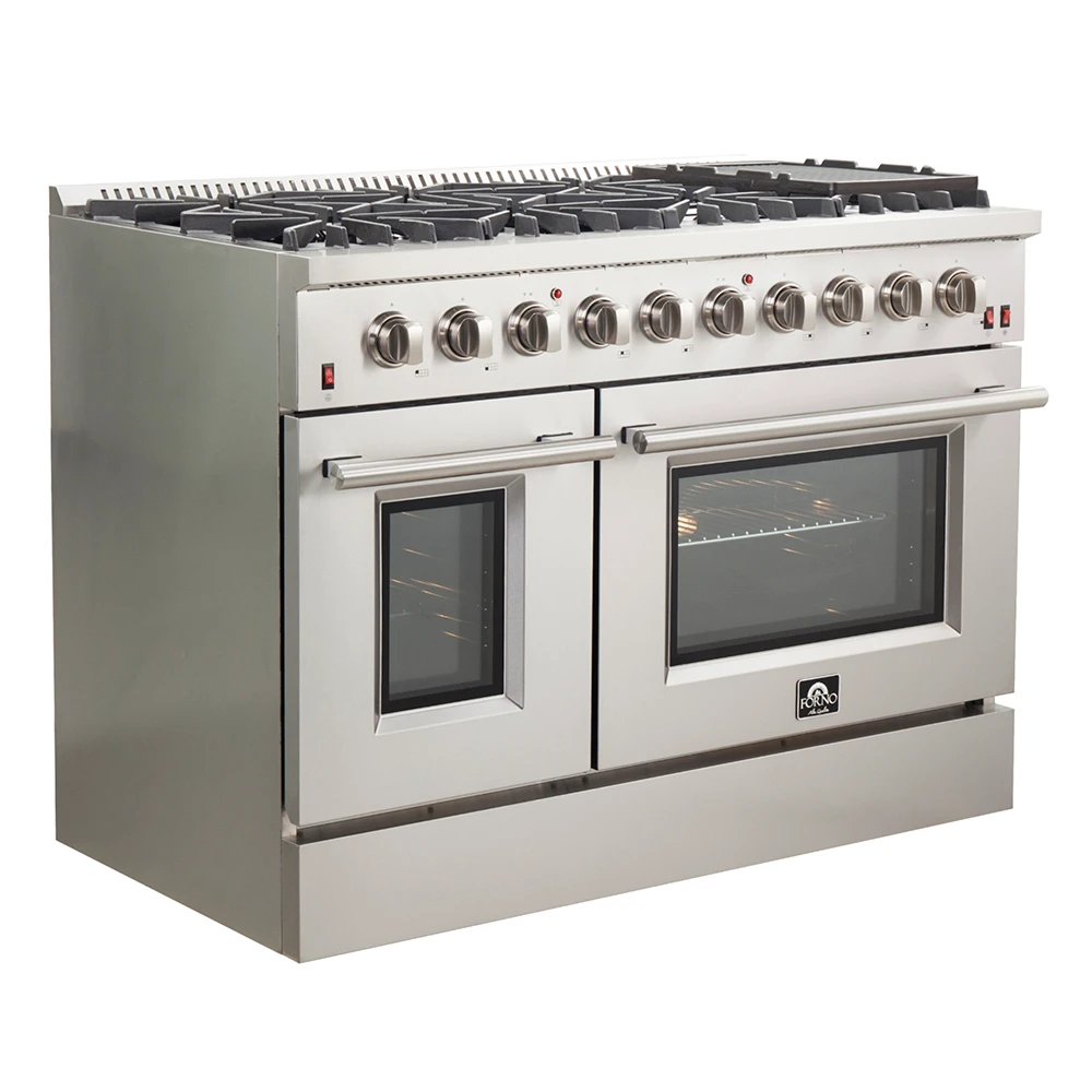 Galiano 48-Inch Freestanding Gas Range, , 8 Burners, 107,000 BTU, Griddle, Double Ovens, Energy Efficient FFSGS624448