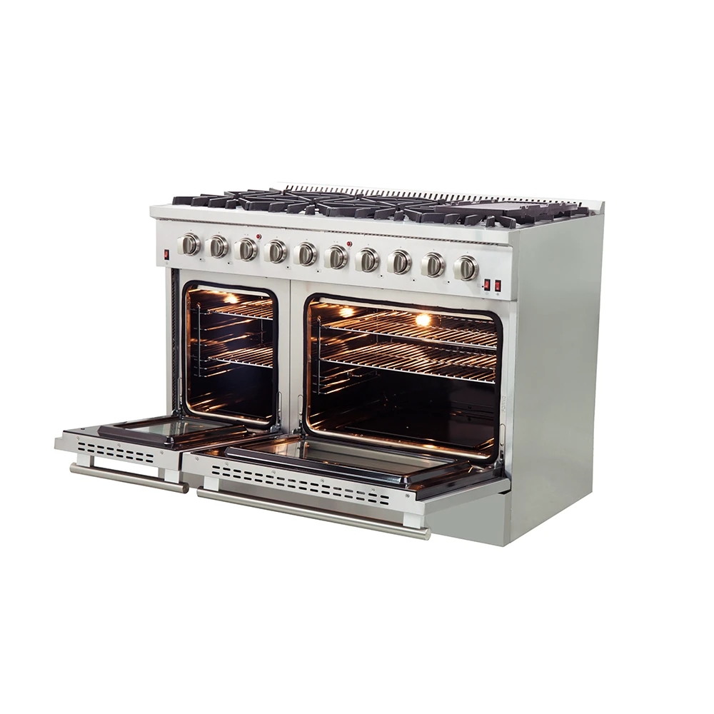 Galiano 48-Inch Freestanding Gas Range, , 8 Burners, 107,000 BTU, Griddle, Double Ovens, Energy Efficient FFSGS624448