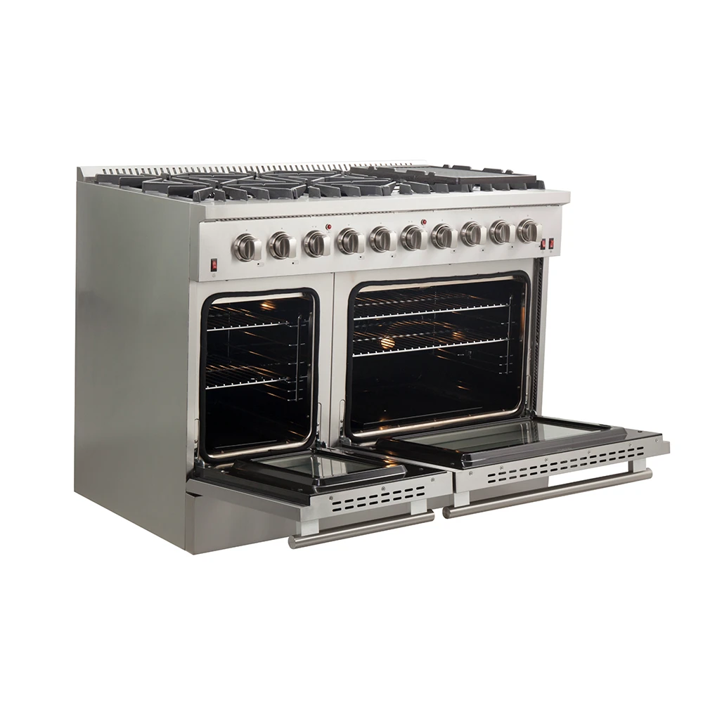 Galiano 48-Inch Freestanding Gas Range, , 8 Burners, 107,000 BTU, Griddle, Double Ovens, Energy Efficient FFSGS624448