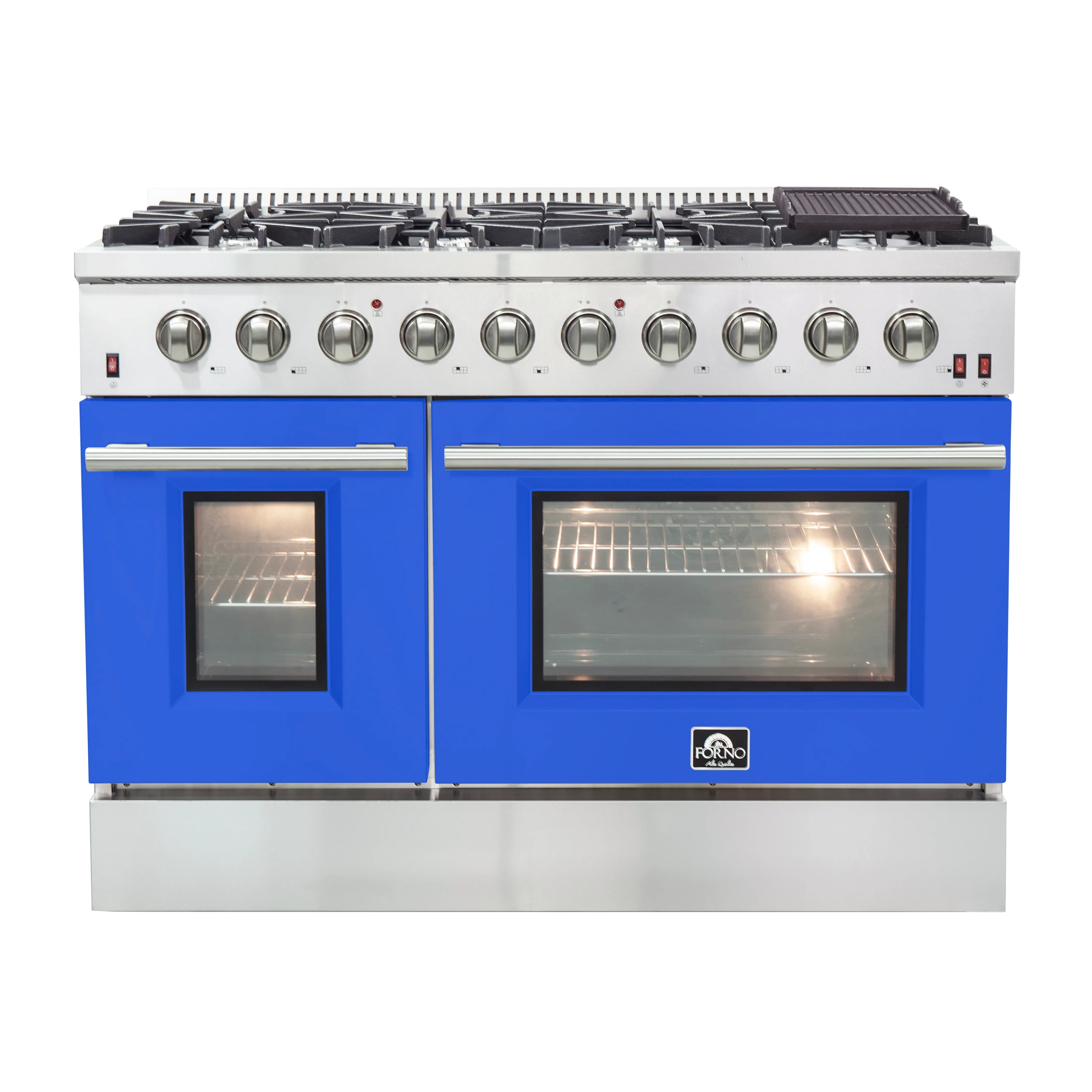 Galiano 48-Inch Freestanding Gas Range, , 8 Burners, 107,000 BTU, Griddle, Double Ovens, Energy Efficient, Doors FFSGS624448BLU