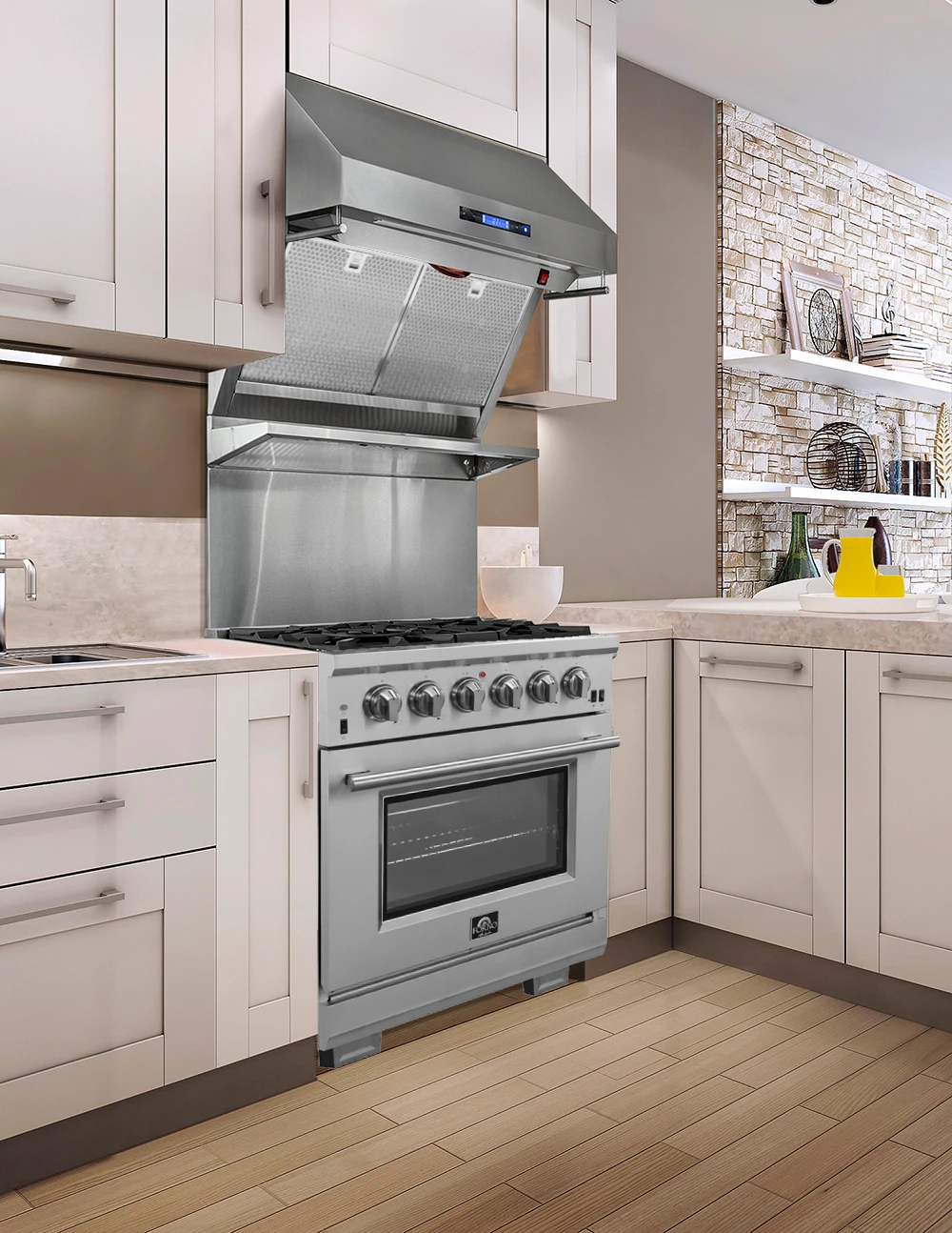 Capriasca 30-Inch Freestanding Gas Range, 4 Burners, True Convection Oven FFSGS626030