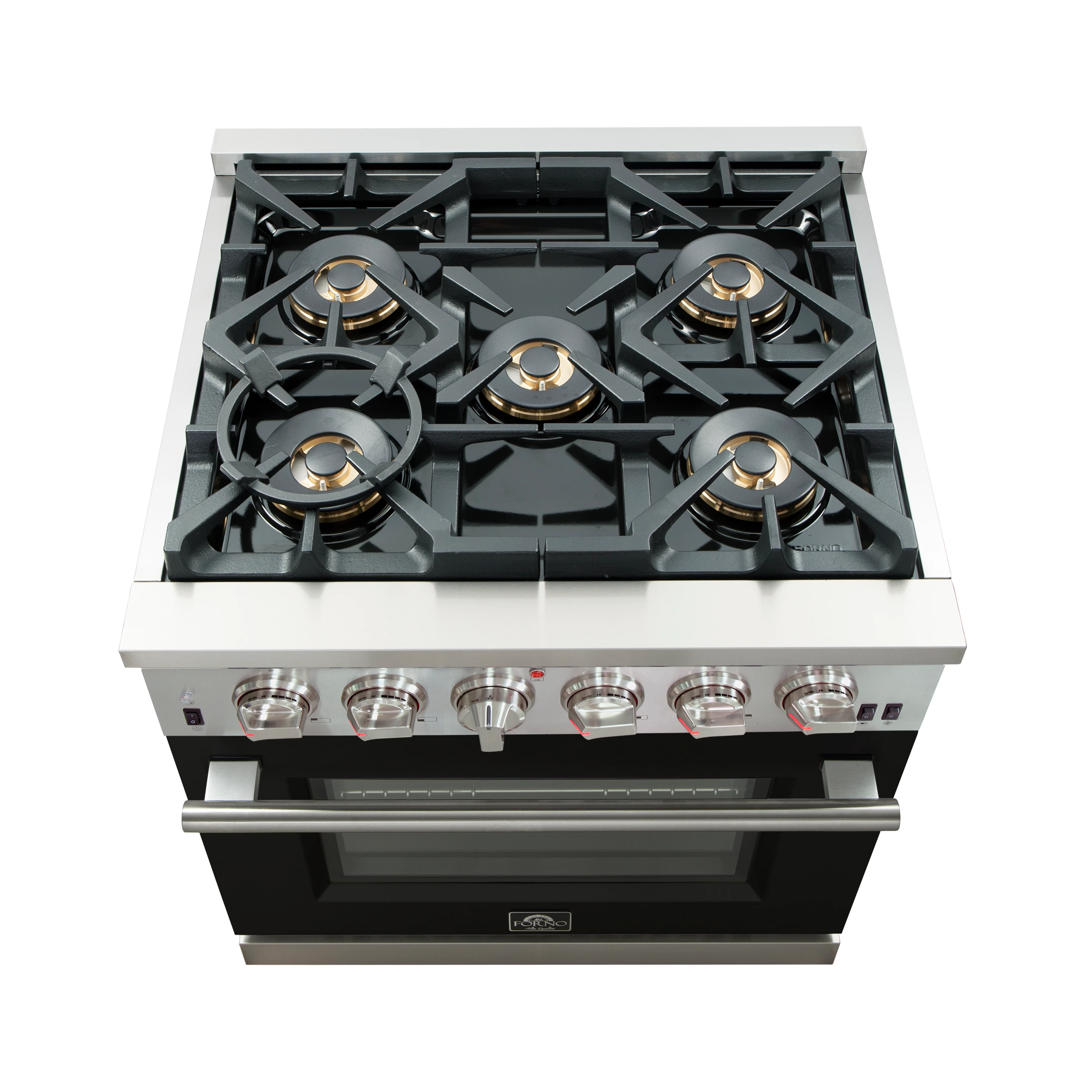 Capriasca 30-Inch Freestanding Gas Range, 4 Burners, True Convection Oven, Door FFSGS626030BLK