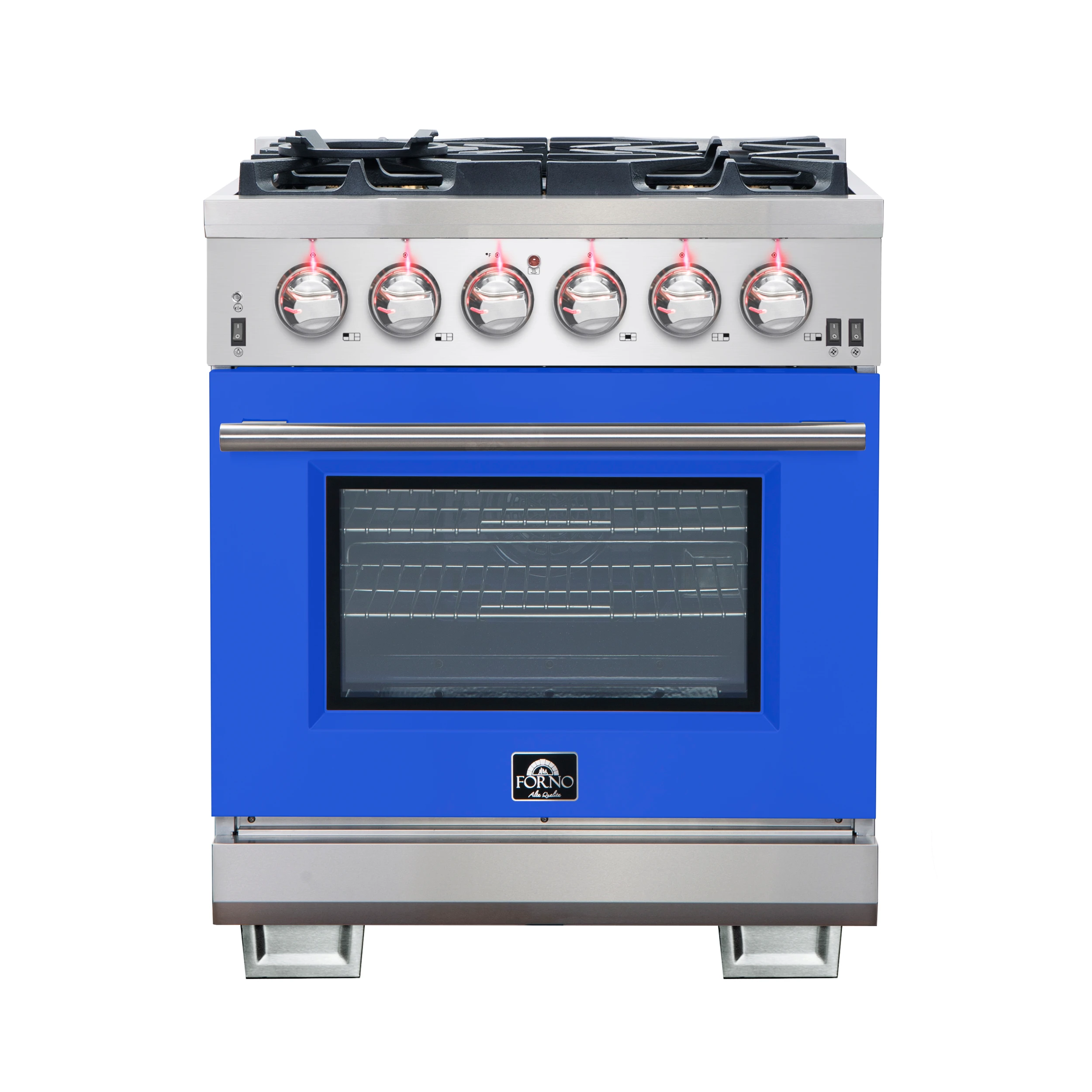 Capriasca 30-Inch Freestanding Gas Range, 4 Burners, True Convection Oven, Door FFSGS626030BLU