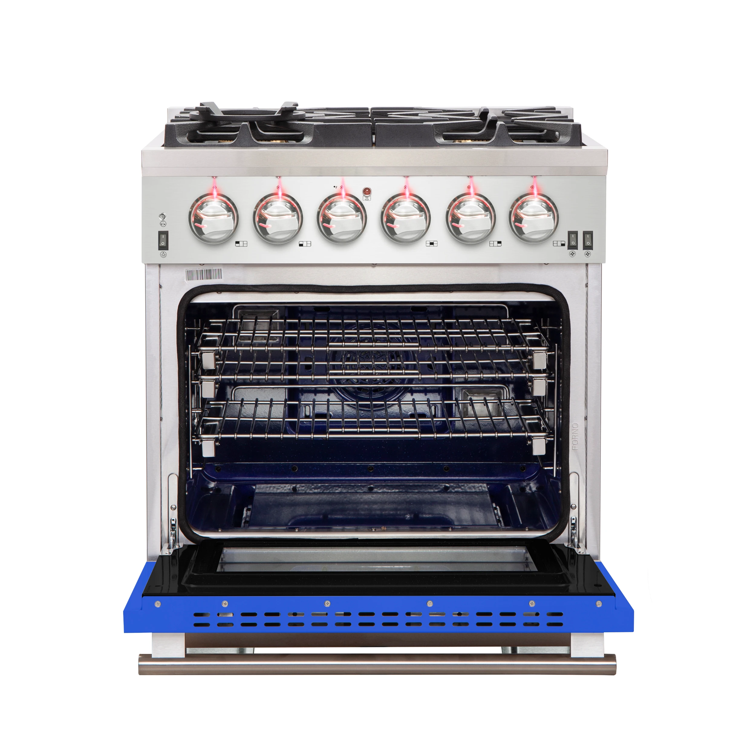 Capriasca 30-Inch Freestanding Gas Range, 4 Burners, True Convection Oven, Door FFSGS626030BLU