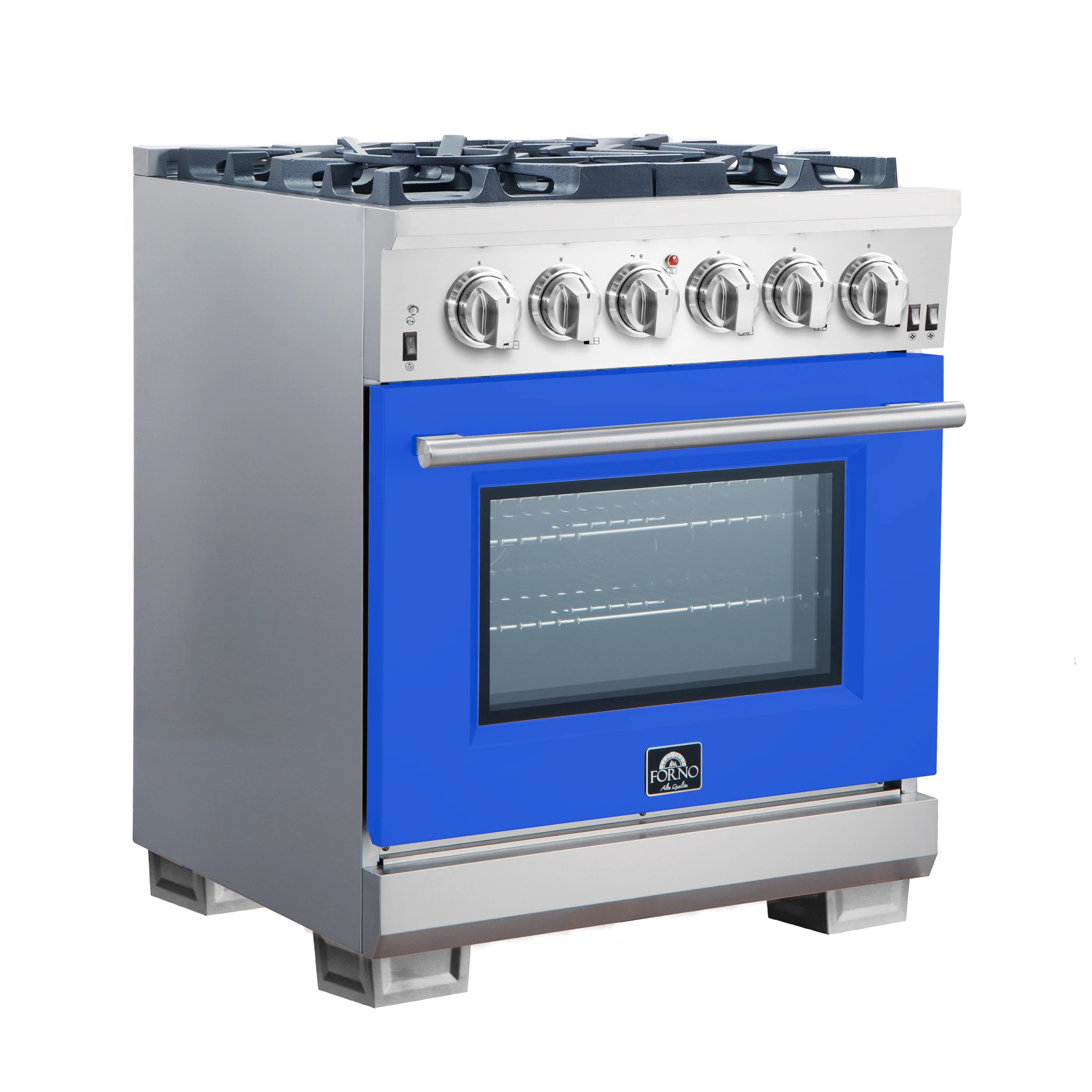 Capriasca 30-Inch Freestanding Gas Range, 4 Burners, True Convection Oven, Door FFSGS626030BLU