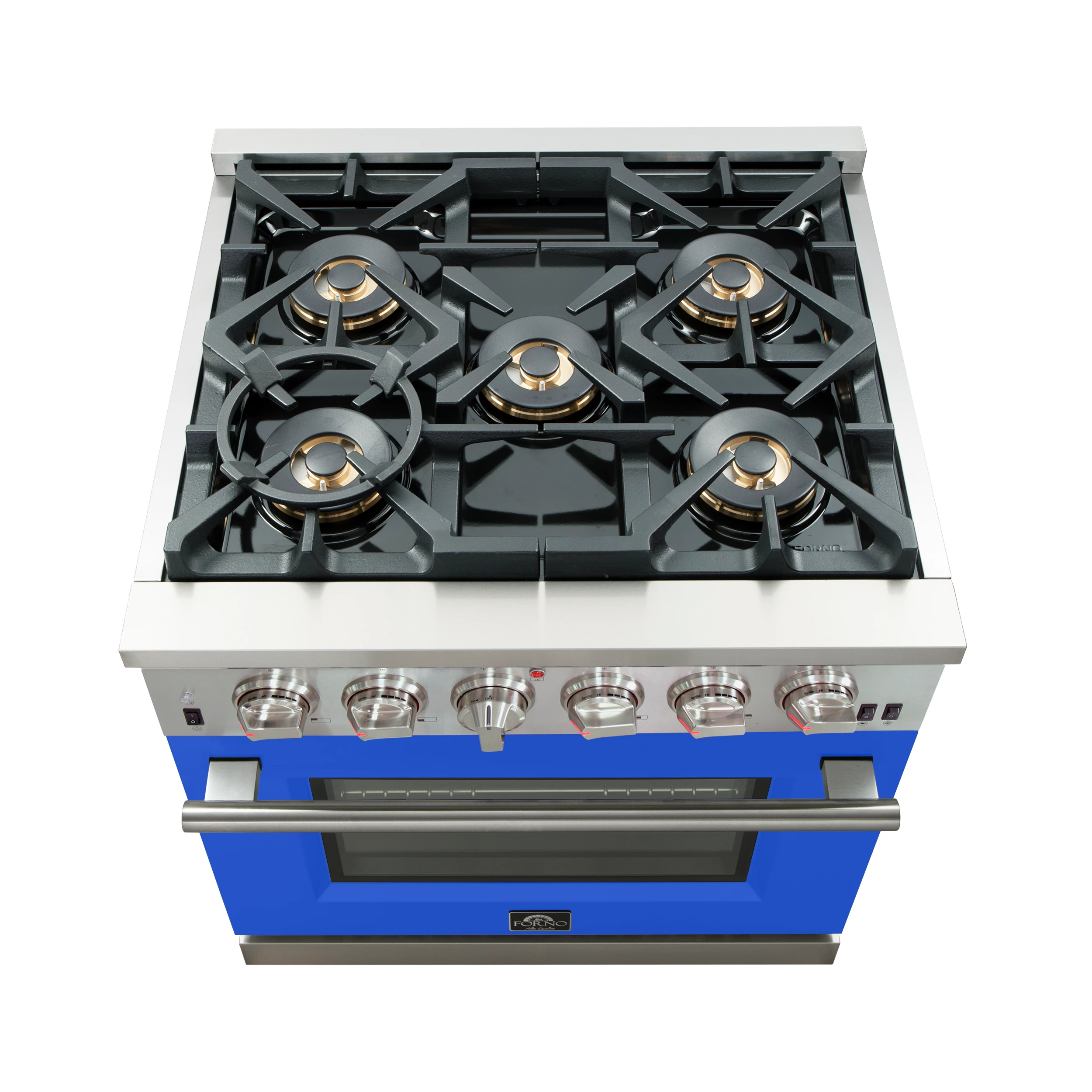 Capriasca 30-Inch Freestanding Gas Range, 4 Burners, True Convection Oven, Door FFSGS626030BLU