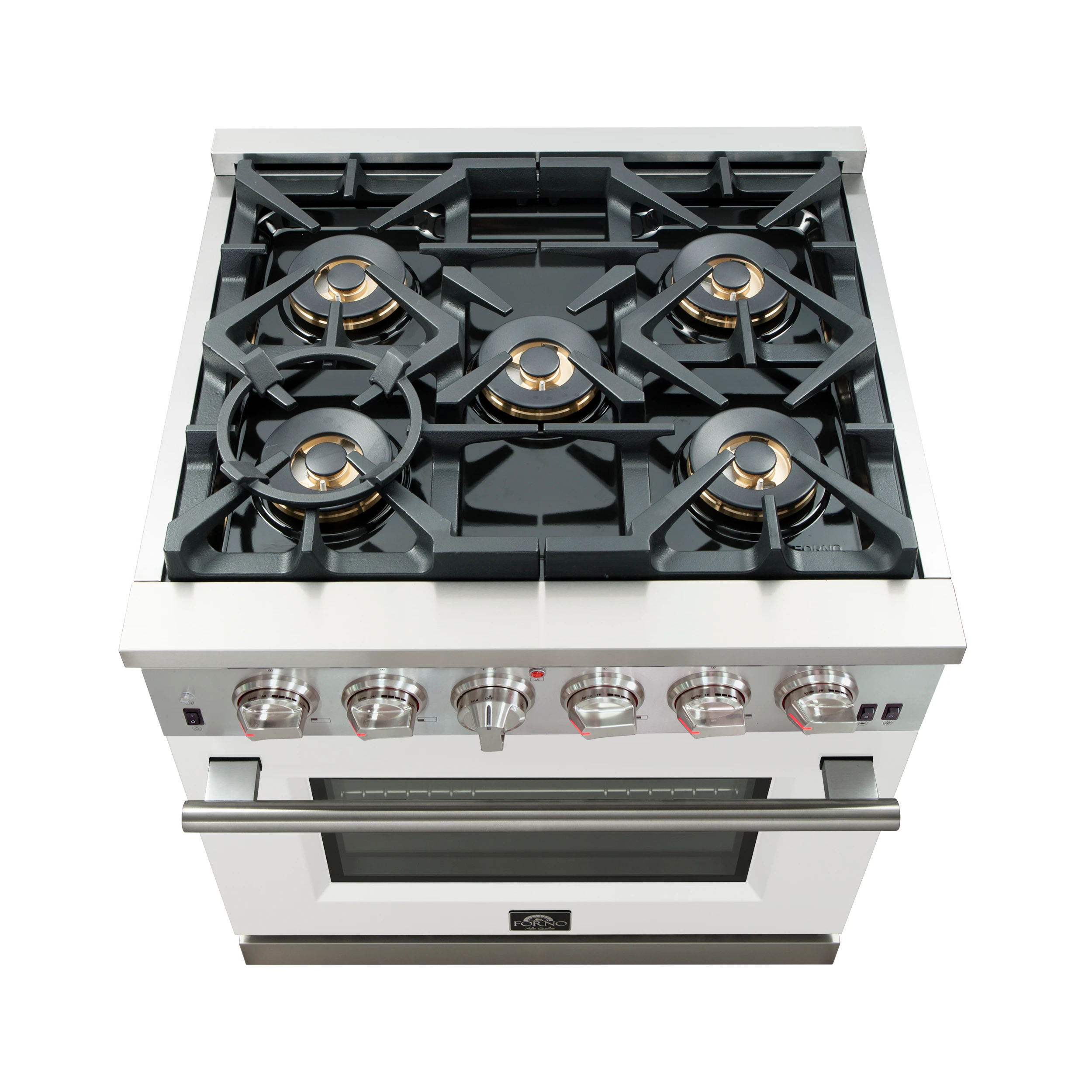 Capriasca 30-Inch Freestanding Gas Range, 4 Burners, True Convection Oven, Door FFSGS626030WHT