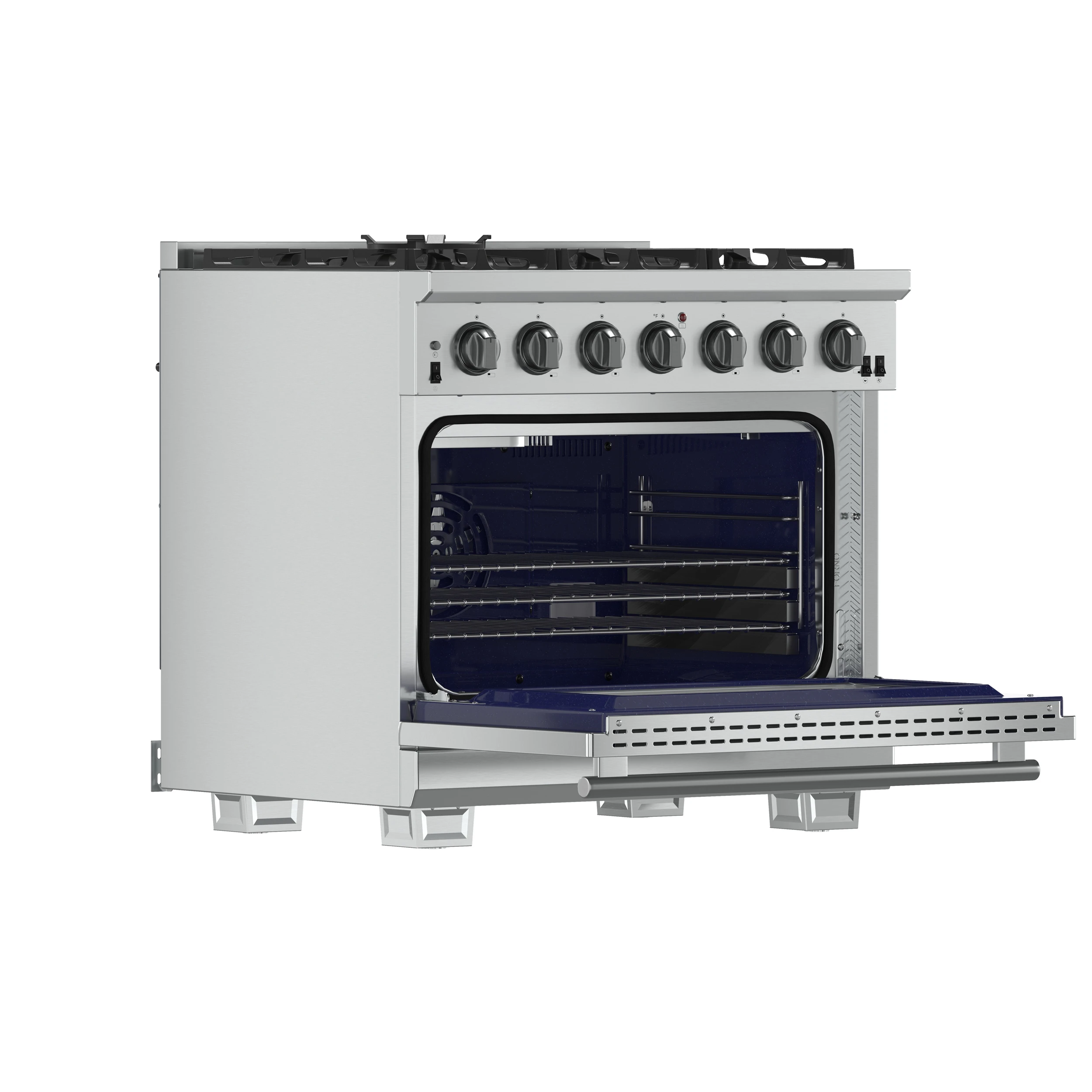 Capriasca 36-Inch Gas Range, , 6 Brass Burners, 120,000 BTU, Convection Oven, Energy Efficient FFSGS626036