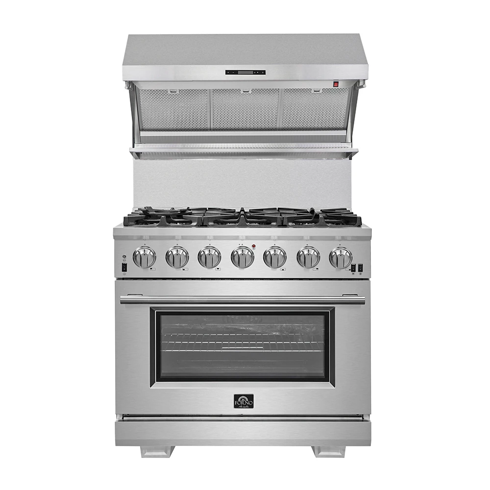 Capriasca 36-Inch Gas Range, , 6 Brass Burners, 120,000 BTU, Convection Oven, Energy Efficient FFSGS626036