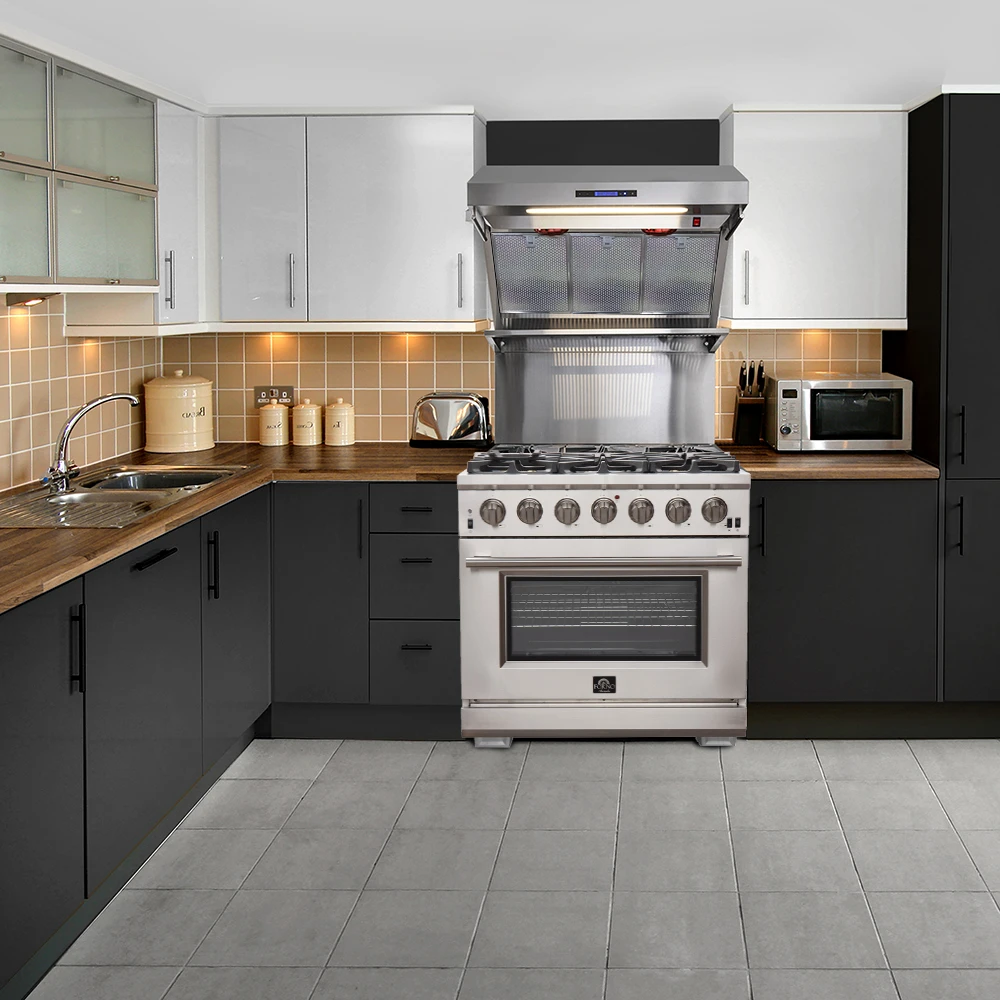 Capriasca 36-Inch Gas Range, , 6 Brass Burners, 120,000 BTU, Convection Oven, Energy Efficient FFSGS626036