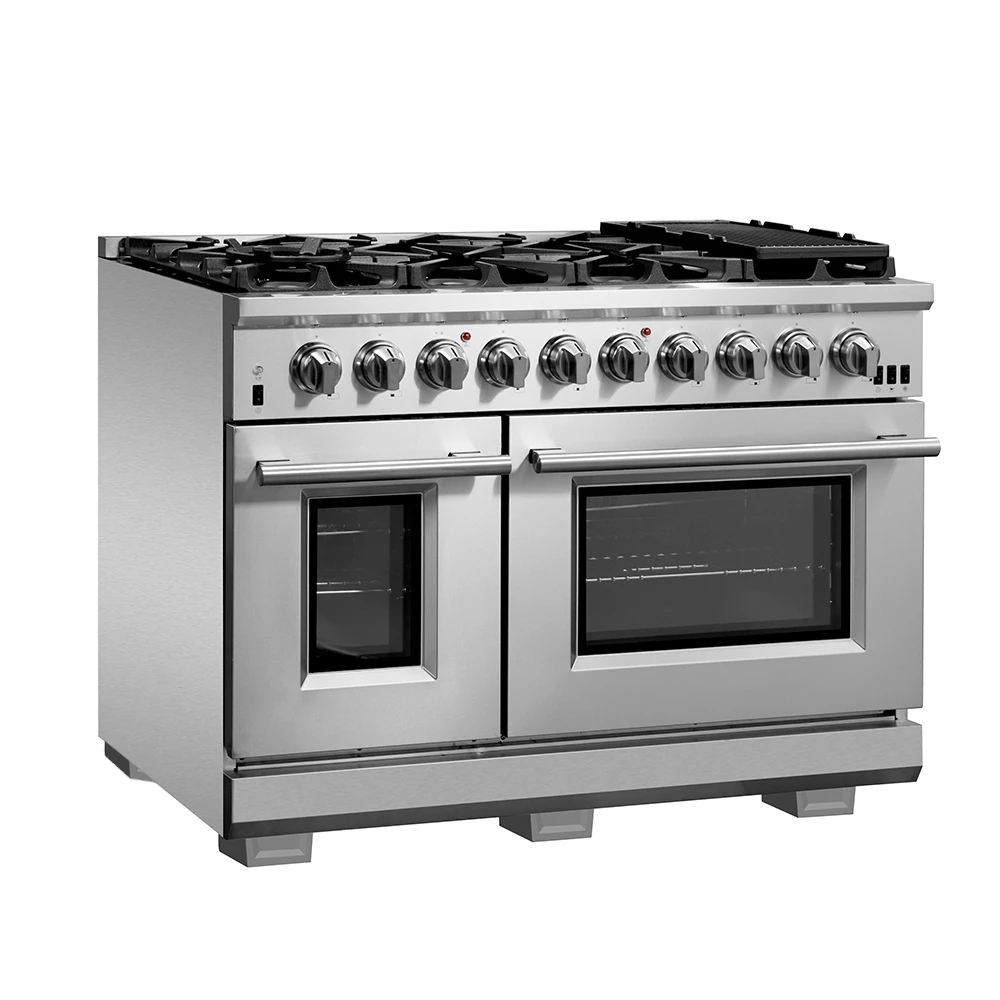 Capriasca 48-inch Gas Range , 8 Brass Burners 160,000 BTU, 6.58 cu.ft. Double Oven FFSGS626048