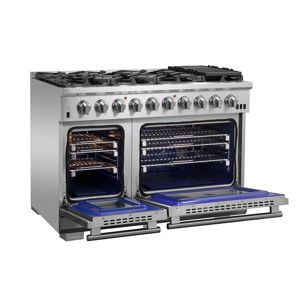 Capriasca 48-inch Gas Range , 8 Brass Burners 160,000 BTU, 6.58 cu.ft. Double Oven FFSGS626048