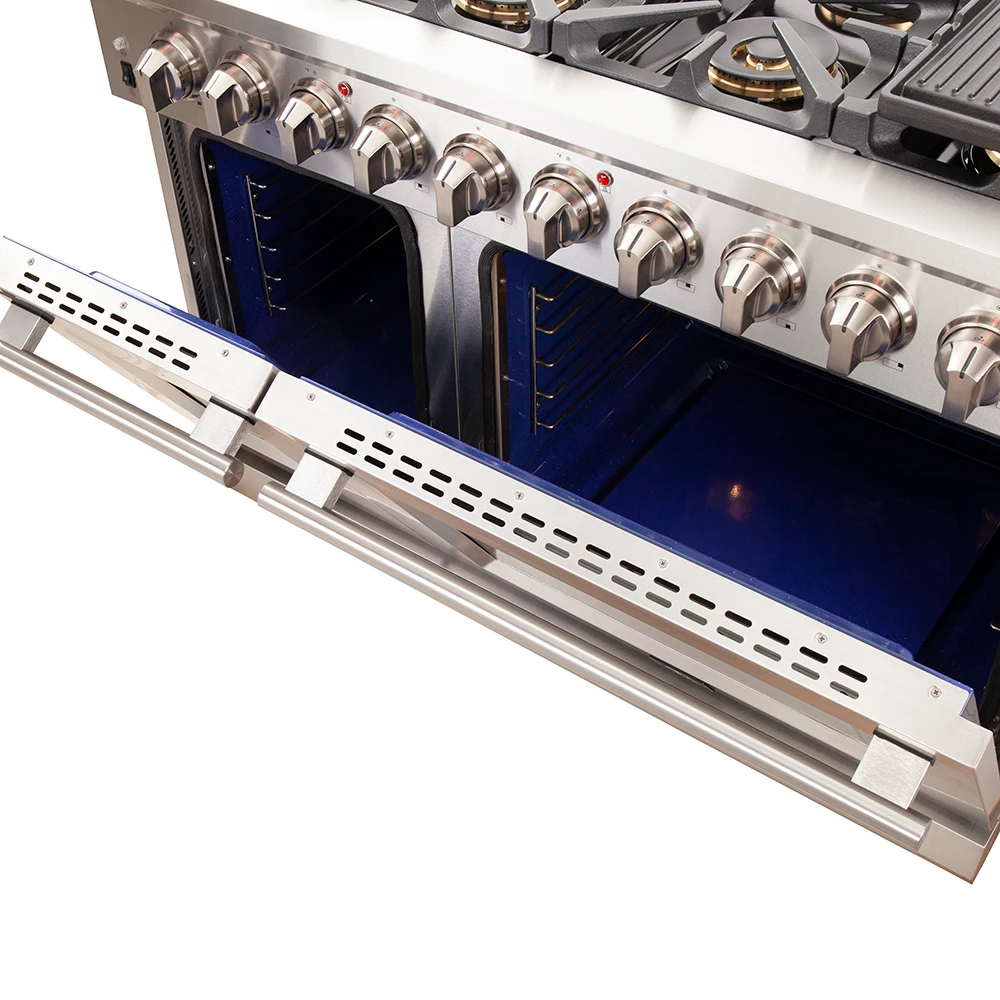 Capriasca 48-inch Gas Range , 8 Brass Burners 160,000 BTU, 6.58 cu.ft. Double Oven FFSGS626048