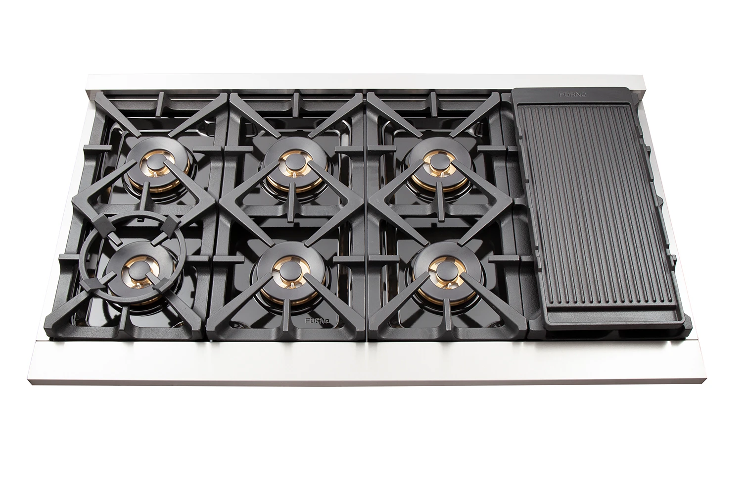 Capriasca 48-inch Gas Range , 8 Brass Burners 160,000 BTU, 6.58 cu.ft. Double Oven FFSGS626048