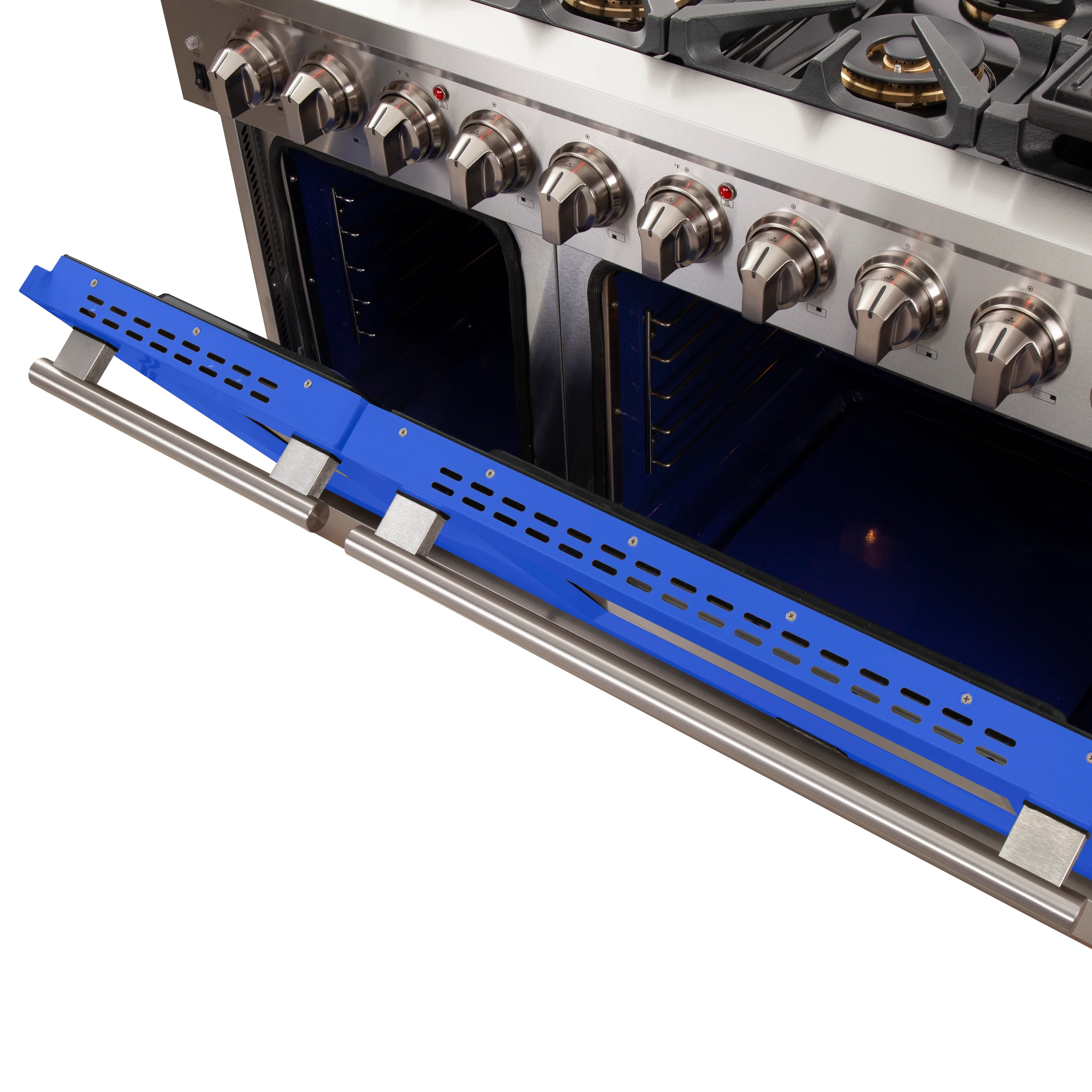 Capriasca 48-inch Gas Range , 8 Brass Burners 160,000 BTU, 6.58 cu.ft. Double Oven, Doors FFSGS626048BLU