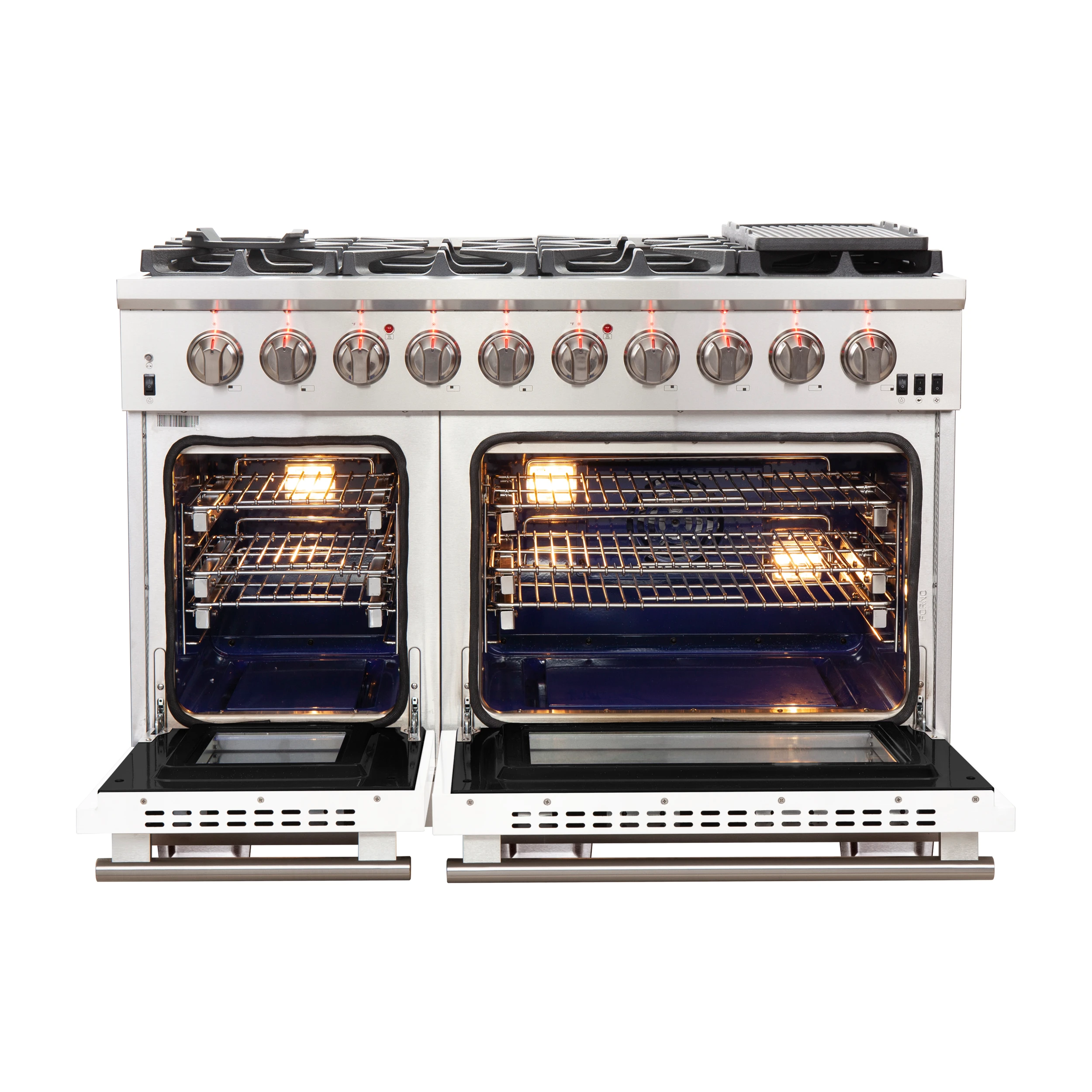 Capriasca 48-inch Gas Range , 8 Brass Burners 160,000 BTU, 6.58 cu.ft. Double Oven, Doors FFSGS626048WHT