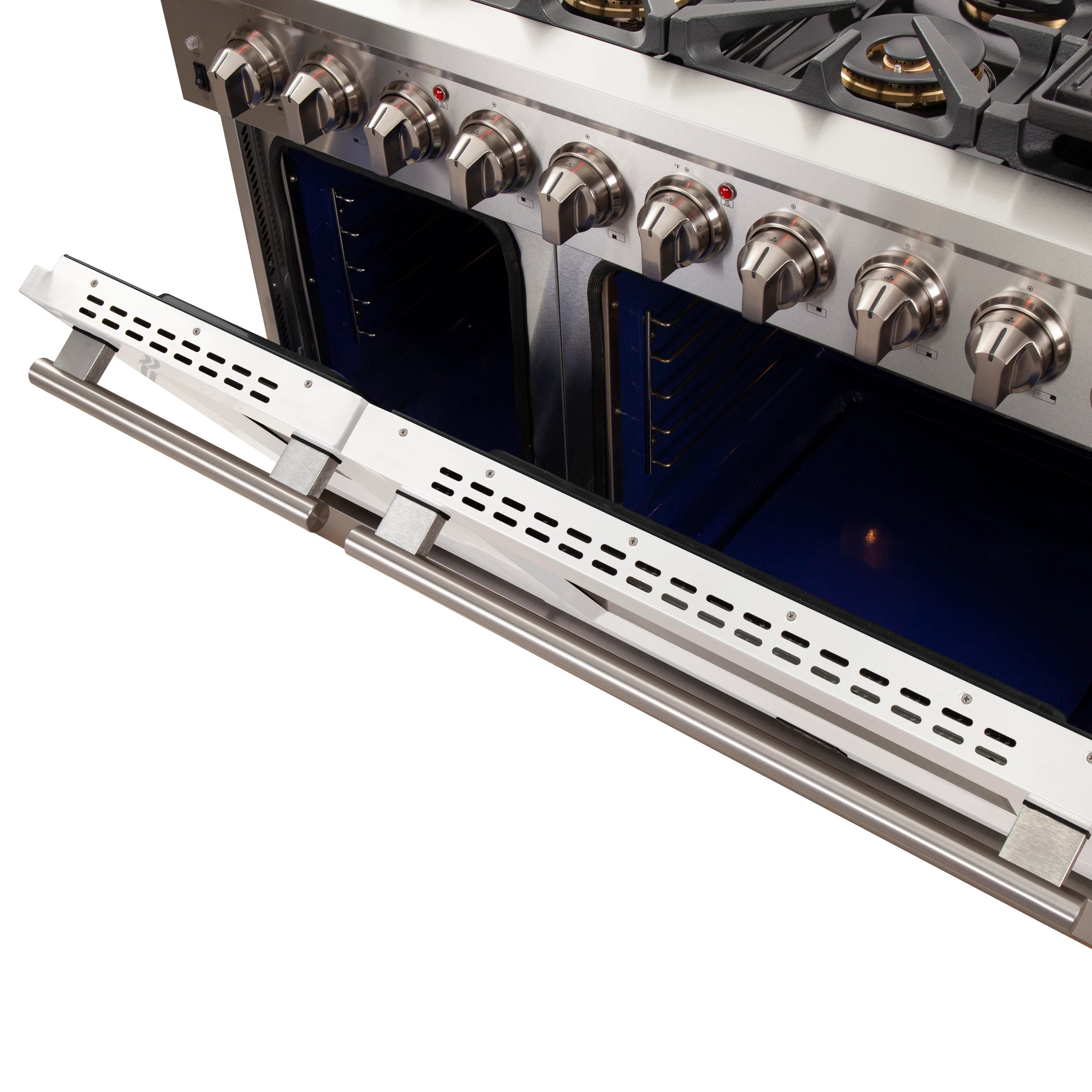 Capriasca 48-inch Gas Range , 8 Brass Burners 160,000 BTU, 6.58 cu.ft. Double Oven, Doors FFSGS626048WHT