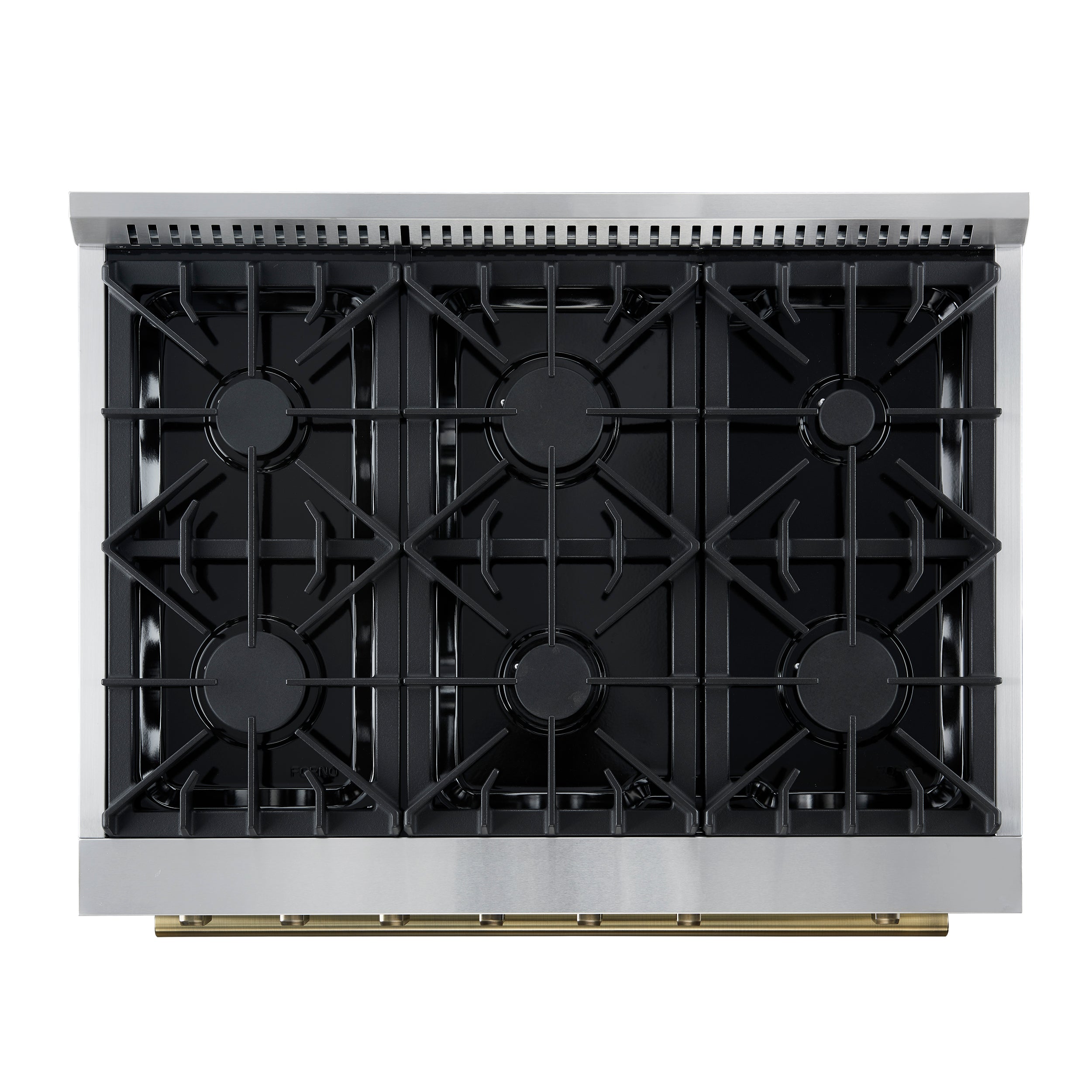 Marco 36-Inch Gas Range & Antique Brass Design, 6 Burners 67,000 BTU, 5.36 cu.ft. Convection Oven FFSGS627736BLK