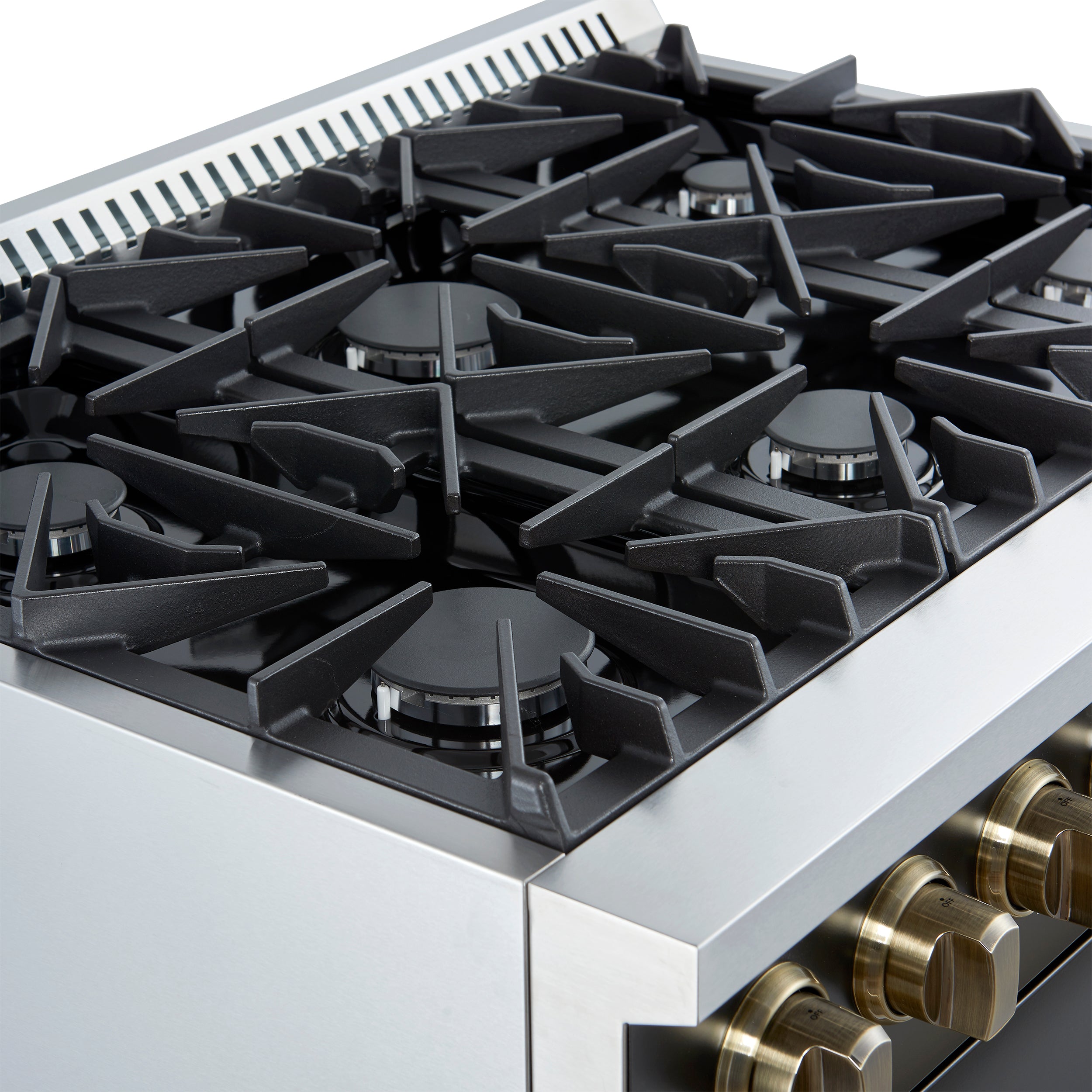 Marco 36-Inch Gas Range & Antique Brass Design, 6 Burners 67,000 BTU, 5.36 cu.ft. Convection Oven FFSGS627736BLK