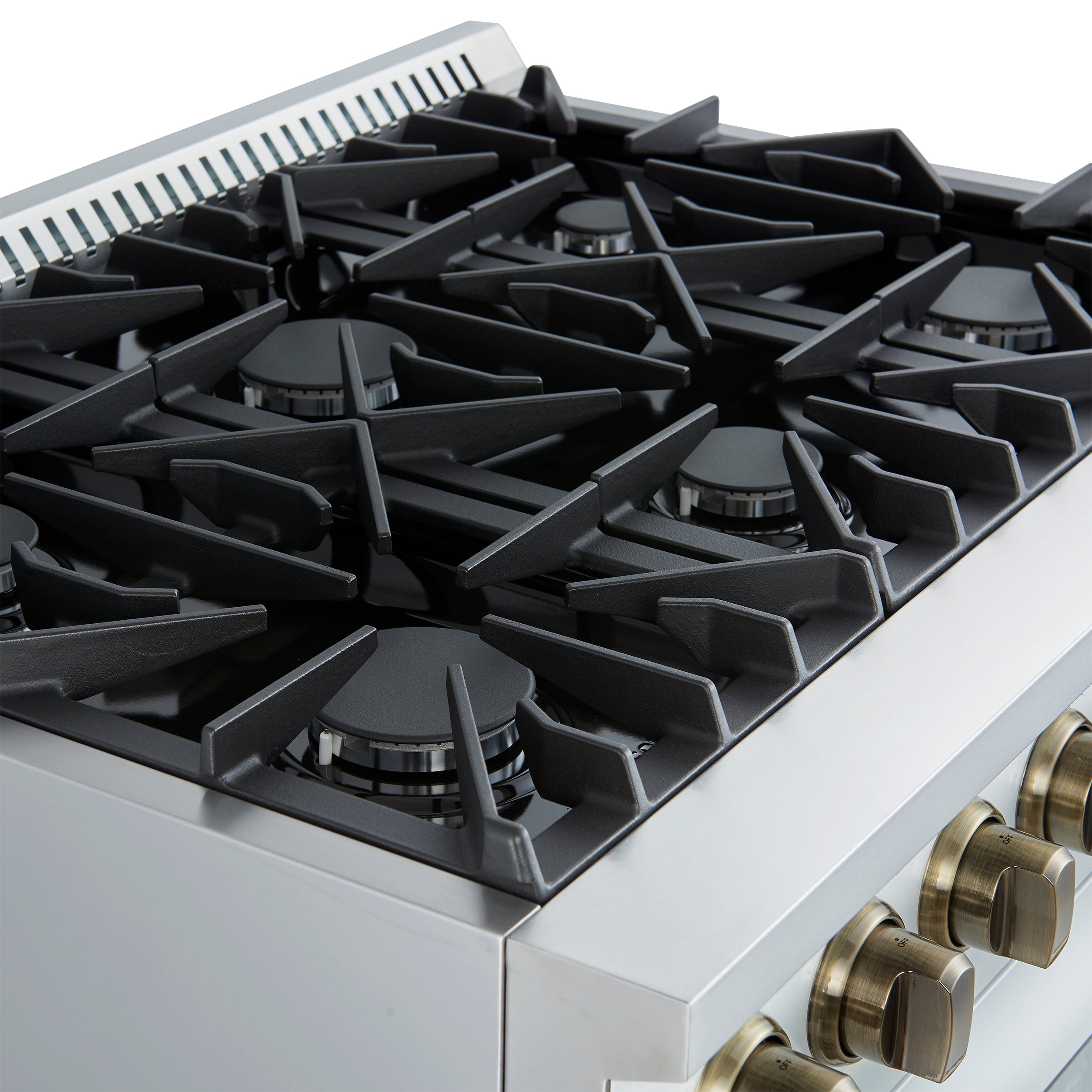 Marco 36-Inch Gas Range & Antique Brass Design, 6 Burners 67,000 BTU, 5.36 cu.ft. Convection Oven FFSGS627736WHT