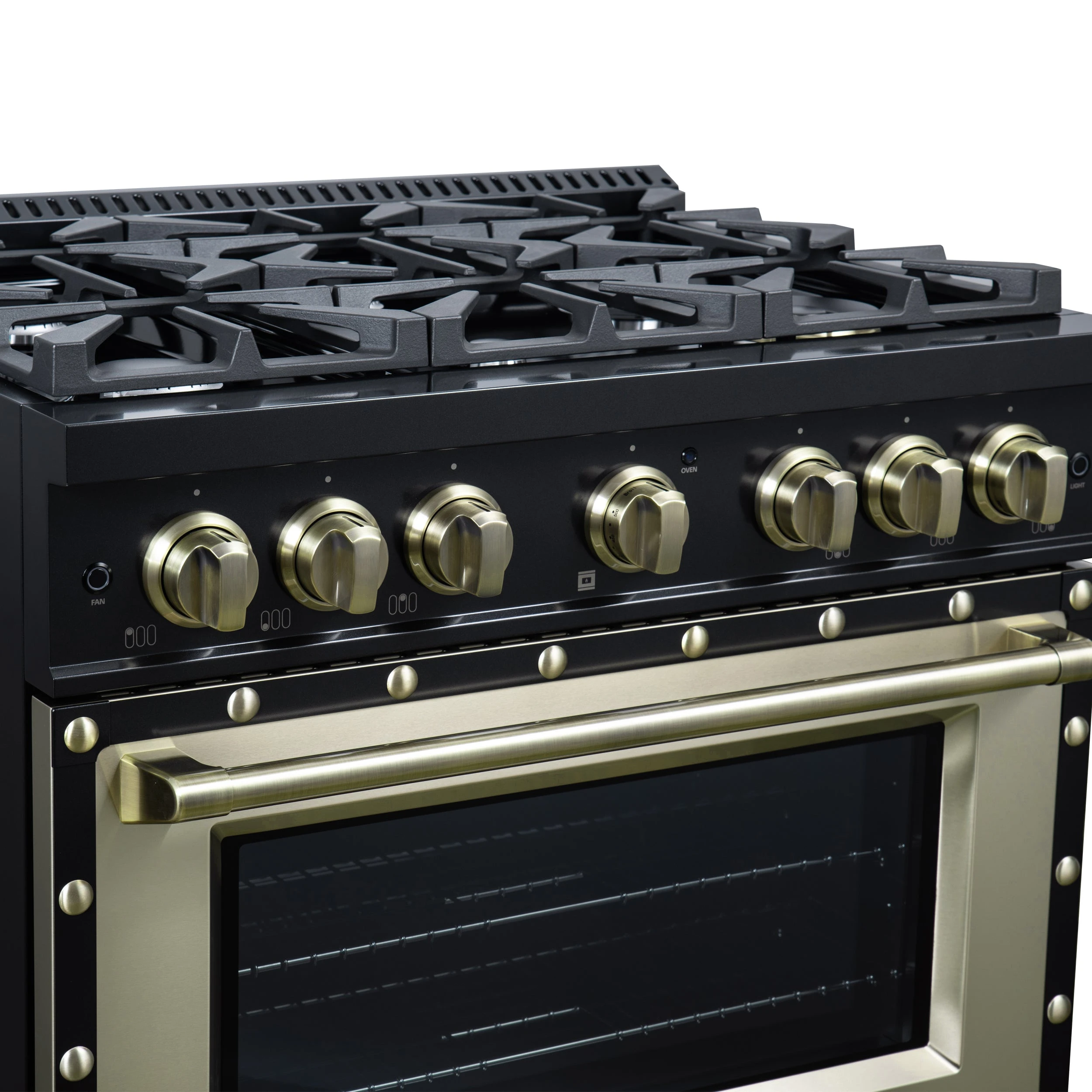 Valente 36" Gas Range in , 6 Sealed Burnes, 71 000 BTU Cooktop Output , 5.2 Cu.Ft. convection Oven, Telescopic Racks FFSGS629936CPBLK