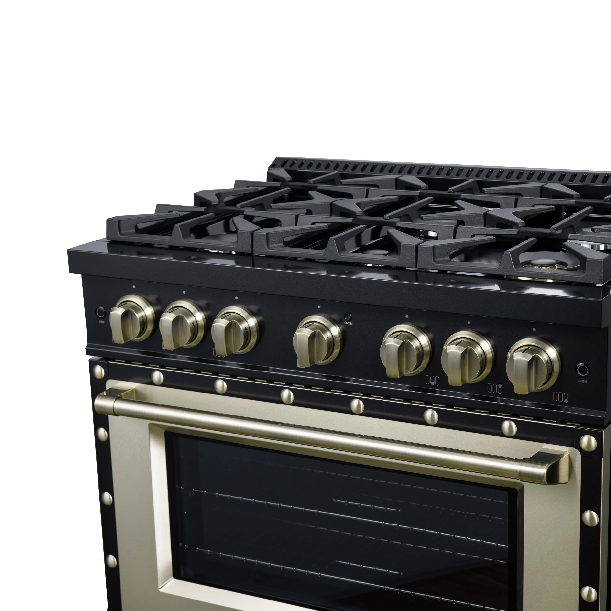 Valente 36" Gas Range in , 6 Sealed Burnes, 71 000 BTU Cooktop Output , 5.2 Cu.Ft. convection Oven, Telescopic Racks FFSGS629936CPBLK