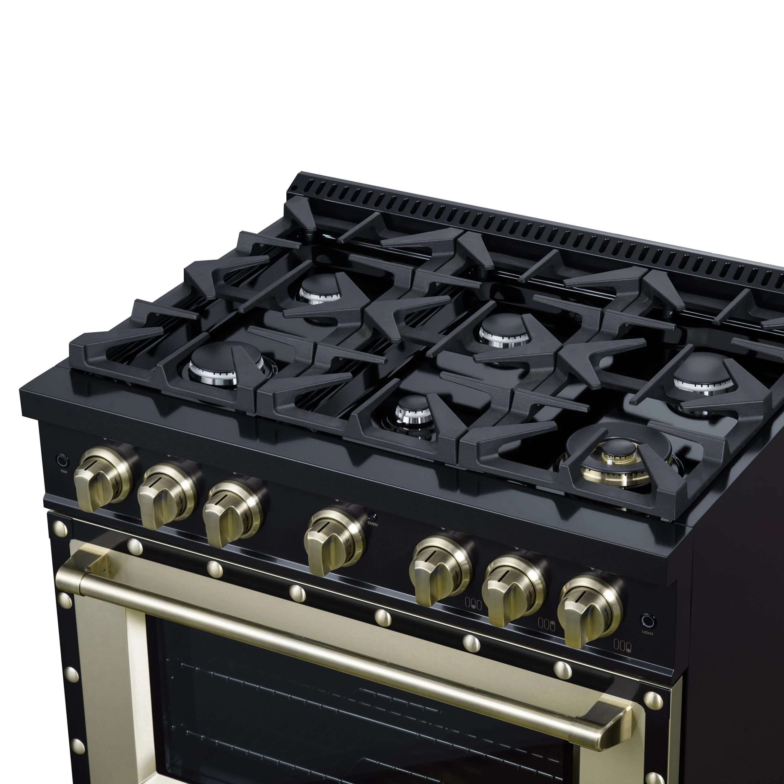 Valente 36" Gas Range in , 6 Sealed Burnes, 71 000 BTU Cooktop Output , 5.2 Cu.Ft. convection Oven, Telescopic Racks FFSGS629936CPBLK