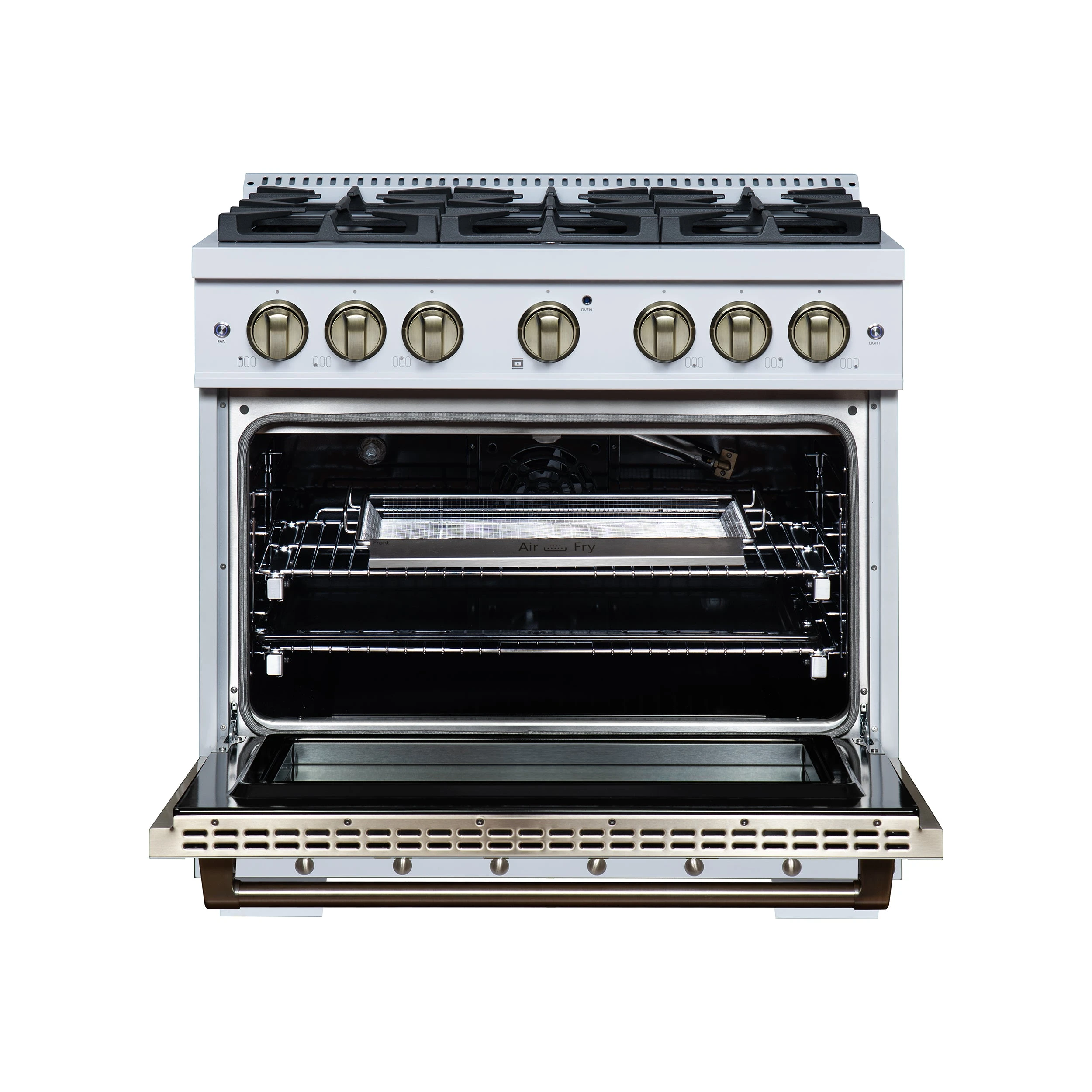 Valente 36" Gas Range in , 6 Sealed Burnes, 71 000 BTU Cooktop Output , 5.2 Cu.Ft. convection Oven, Telescopic Racks FFSGS629936CPWHT
