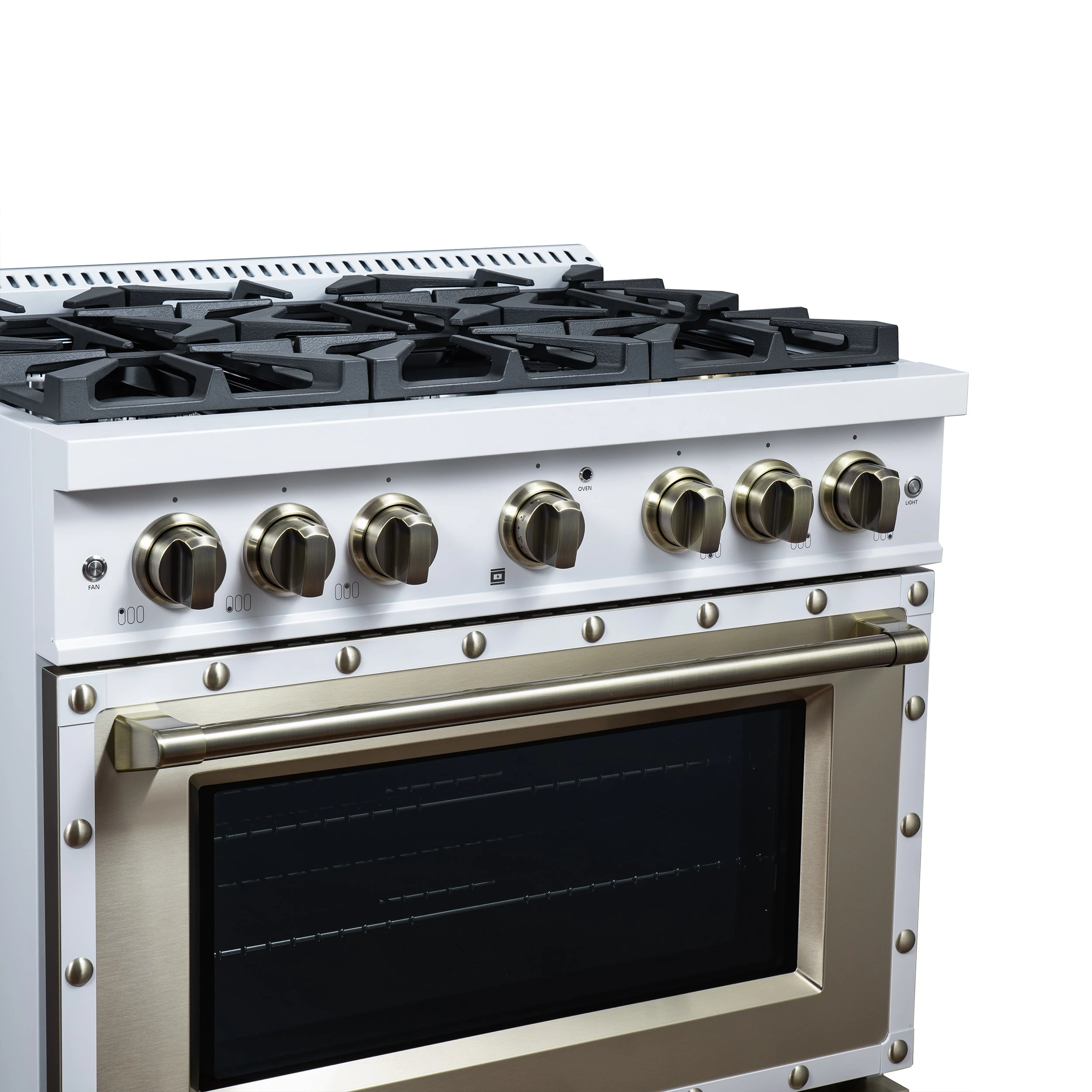 Valente 36" Gas Range in , 6 Sealed Burnes, 71 000 BTU Cooktop Output , 5.2 Cu.Ft. convection Oven, Telescopic Racks FFSGS629936CPWHT