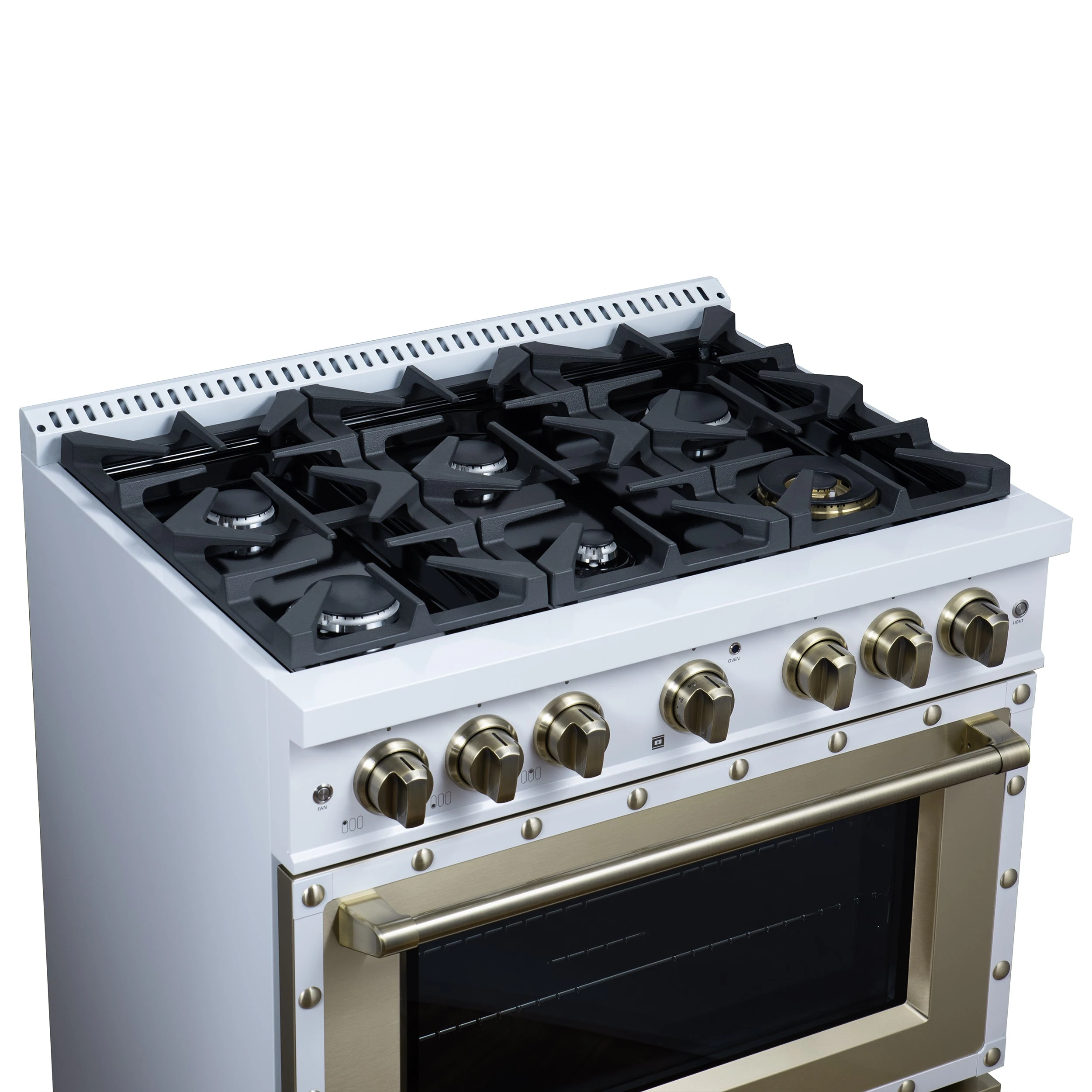 Valente 36" Gas Range in , 6 Sealed Burnes, 71 000 BTU Cooktop Output , 5.2 Cu.Ft. convection Oven, Telescopic Racks FFSGS629936CPWHT