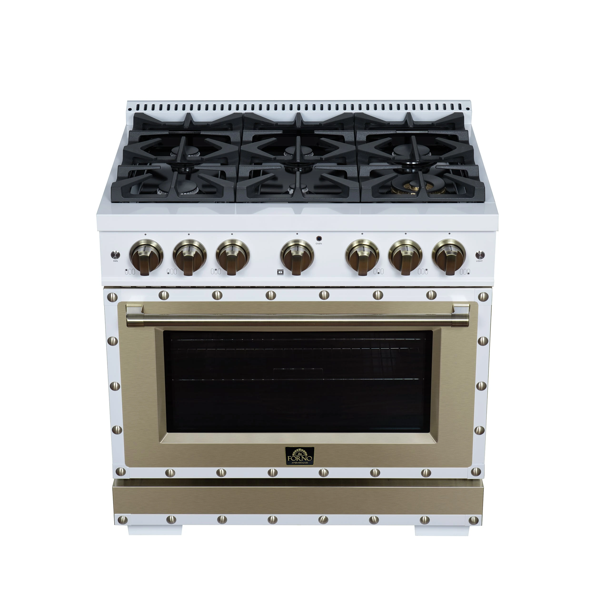 Valente 36" Gas Range in , 6 Sealed Burnes, 71 000 BTU Cooktop Output , 5.2 Cu.Ft. convection Oven, Telescopic Racks FFSGS629936CPWHT
