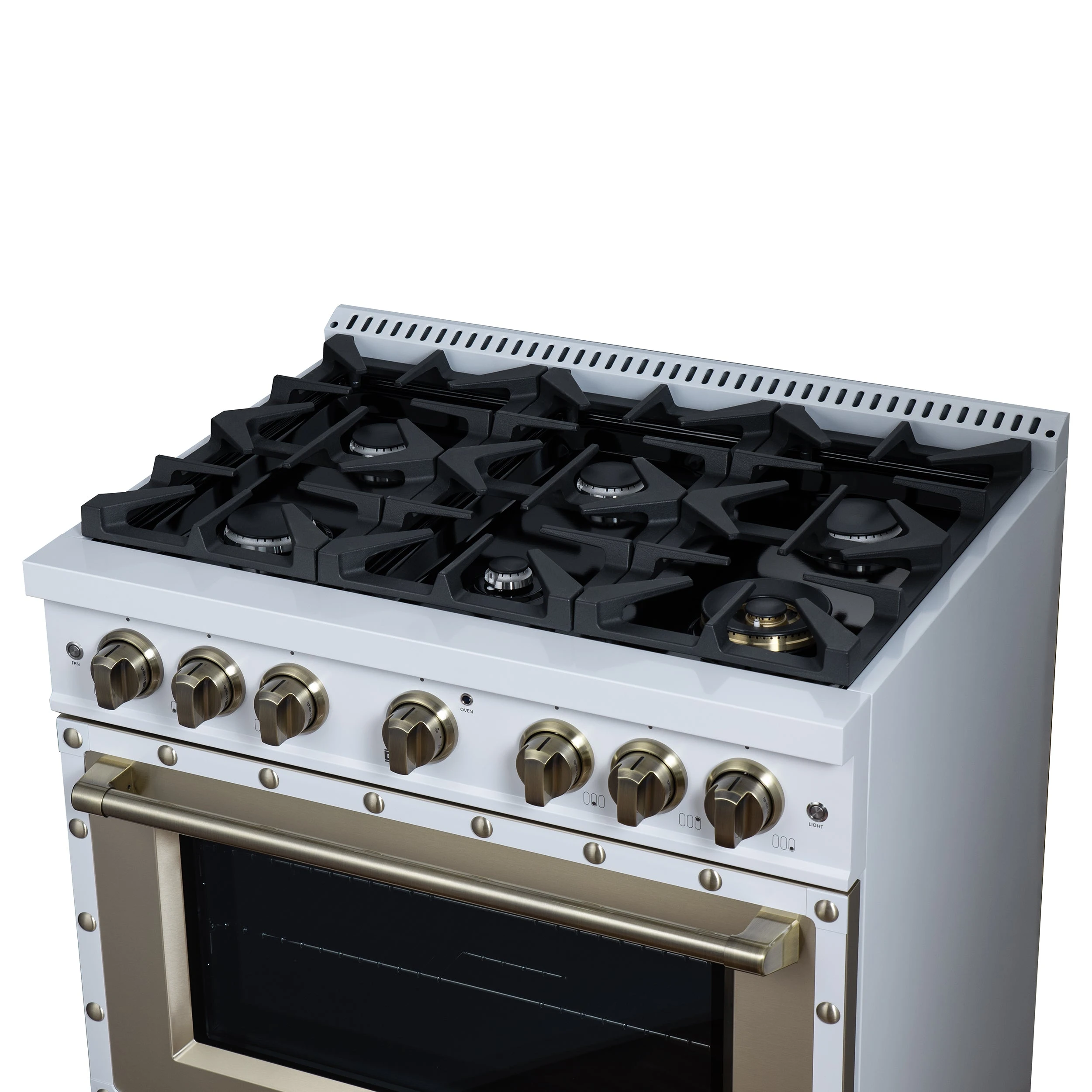 Valente 36" Gas Range in , 6 Sealed Burnes, 71 000 BTU Cooktop Output , 5.2 Cu.Ft. convection Oven, Telescopic Racks FFSGS629936CPWHT