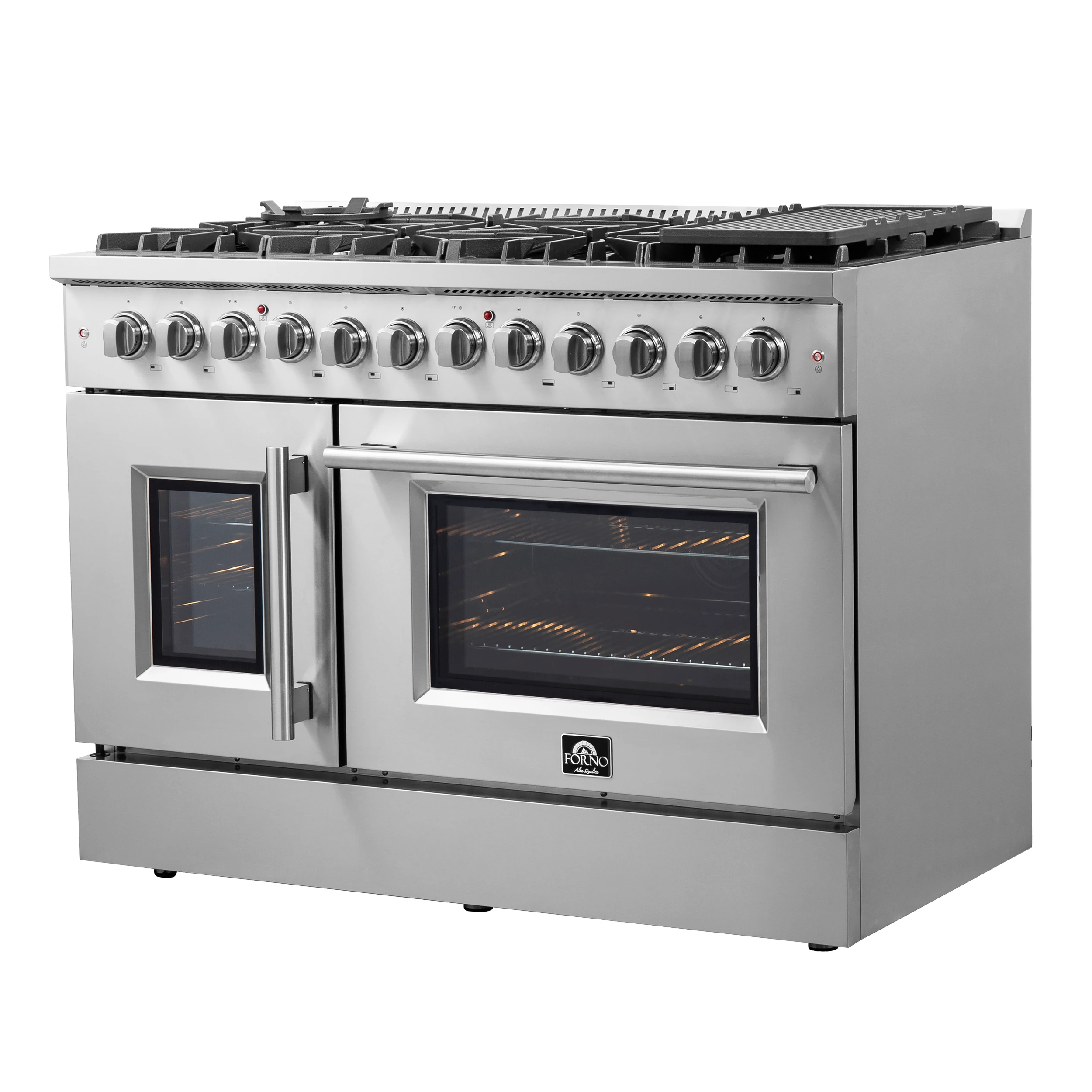 Galiano 48-Inch French Door Dual Fuel Range All , 8 Sealed Burners, 107,000 BTU, Griddle, 6.58 cu.ft. Double Ovens FFSGS635648