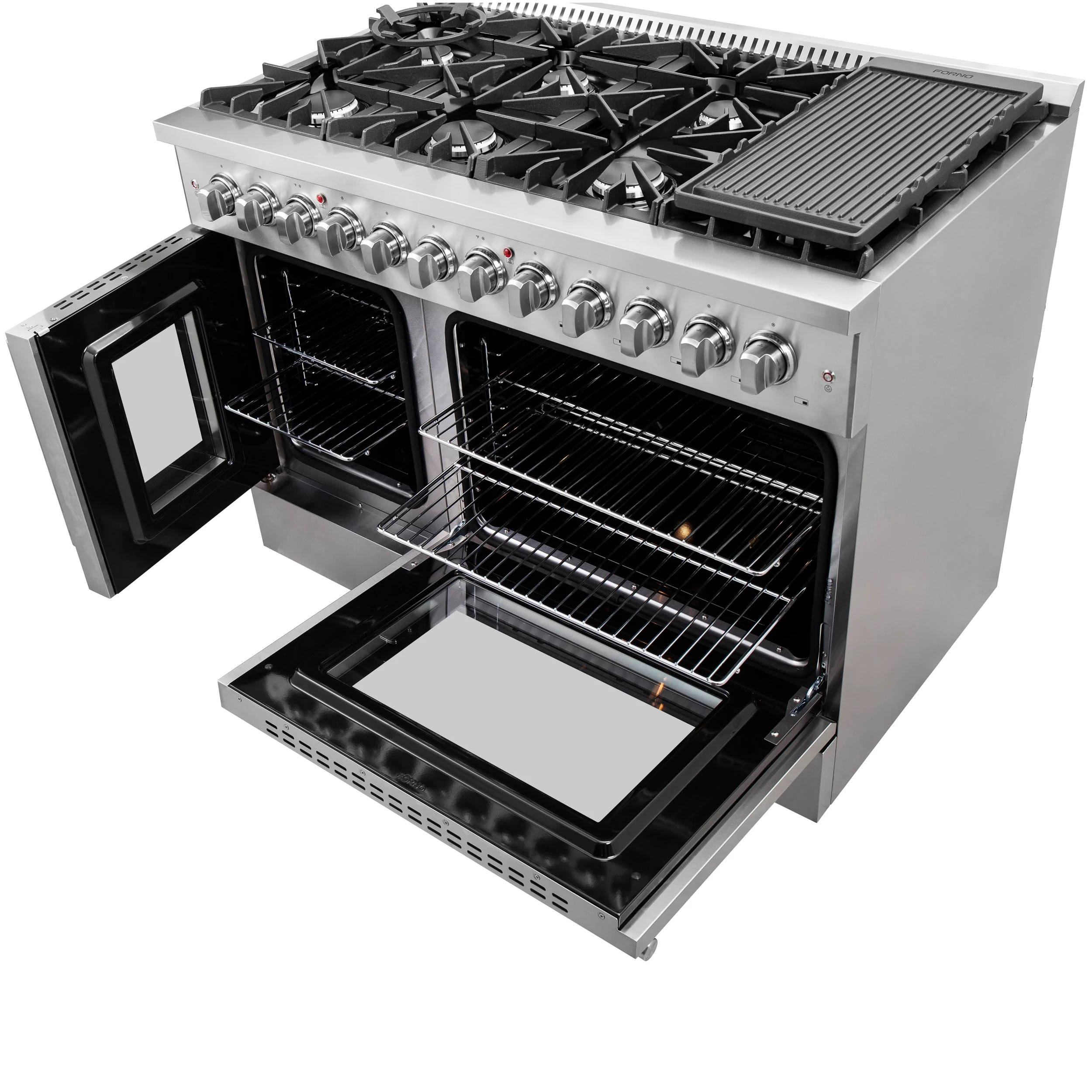 Galiano 48-Inch French Door Dual Fuel Range All , 8 Sealed Burners, 107,000 BTU, Griddle, 6.58 cu.ft. Double Ovens FFSGS635648