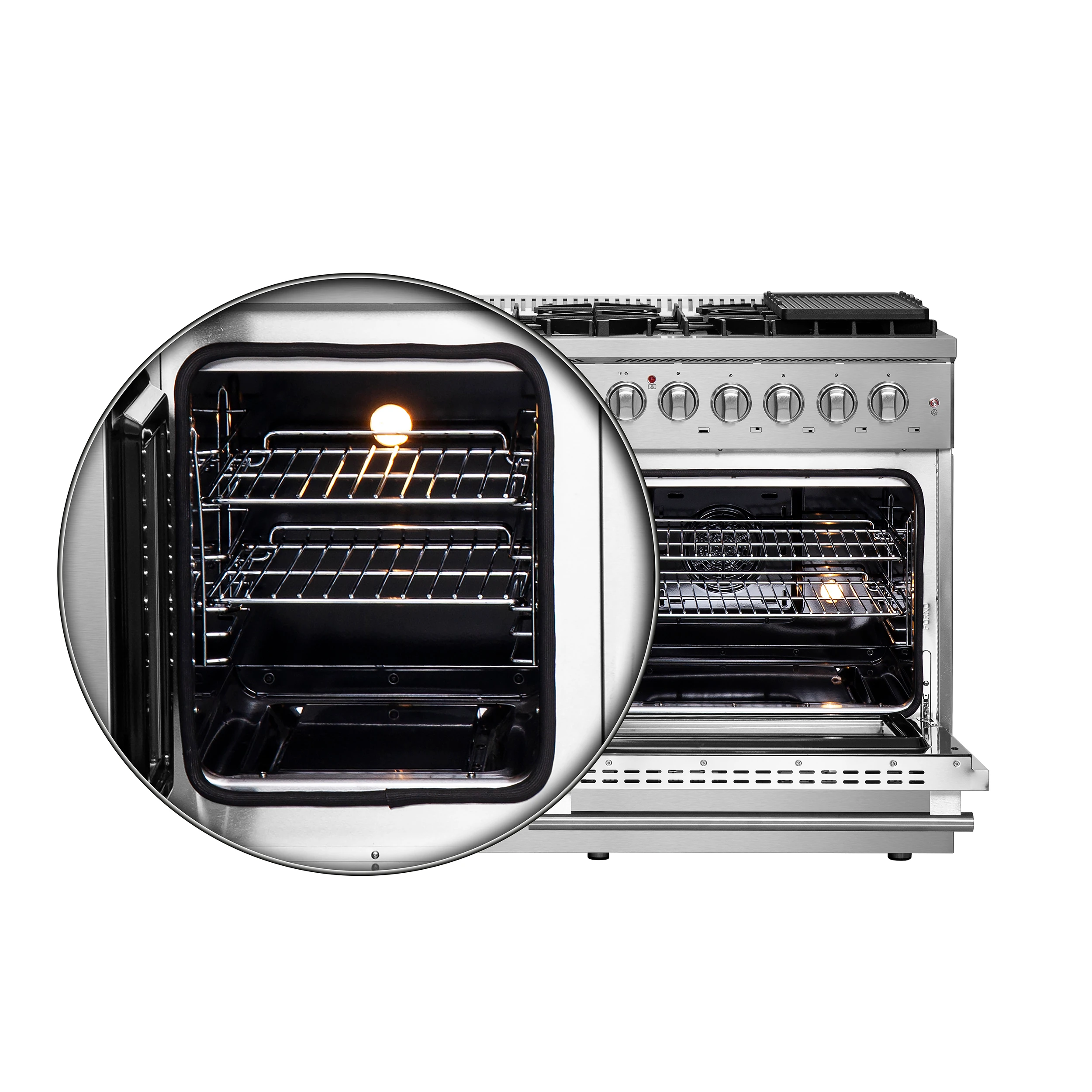 Galiano 48-Inch French Door Dual Fuel Range All , 8 Sealed Burners, 107,000 BTU, Griddle, 6.58 cu.ft. Double Ovens FFSGS635648