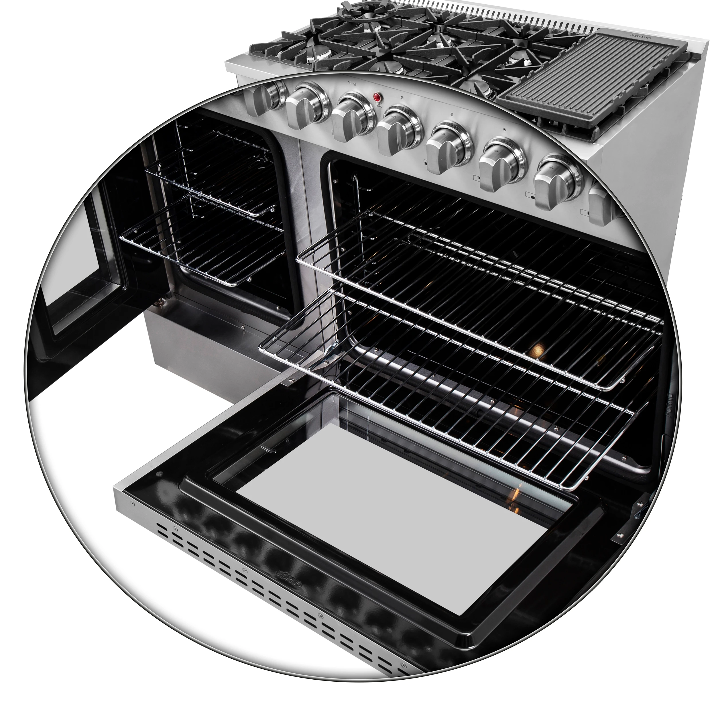 Galiano 48-Inch French Door Dual Fuel Range All , 8 Sealed Burners, 107,000 BTU, Griddle, 6.58 cu.ft. Double Ovens FFSGS635648