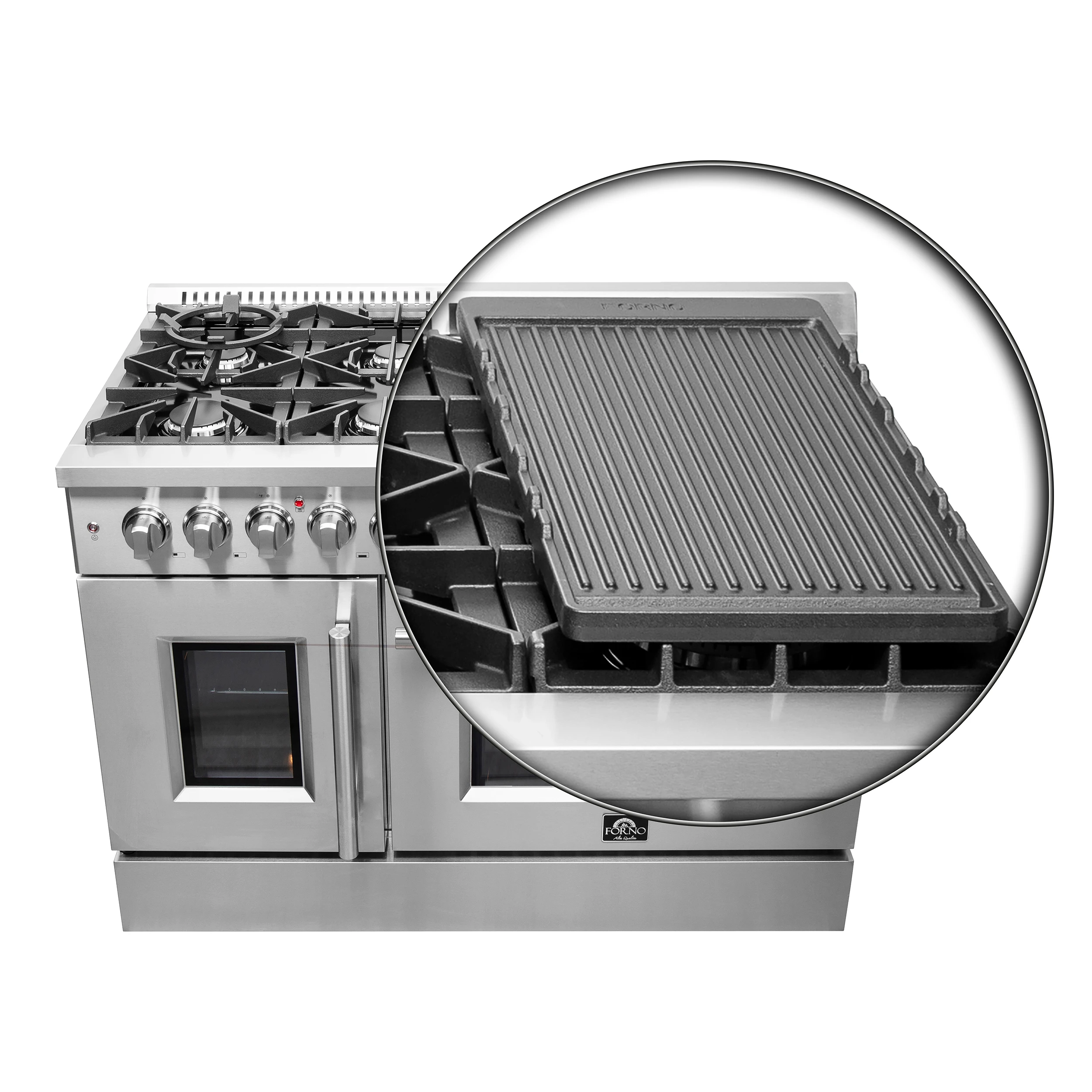 Galiano 48-Inch French Door Dual Fuel Range All , 8 Sealed Burners, 107,000 BTU, Griddle, 6.58 cu.ft. Double Ovens FFSGS635648