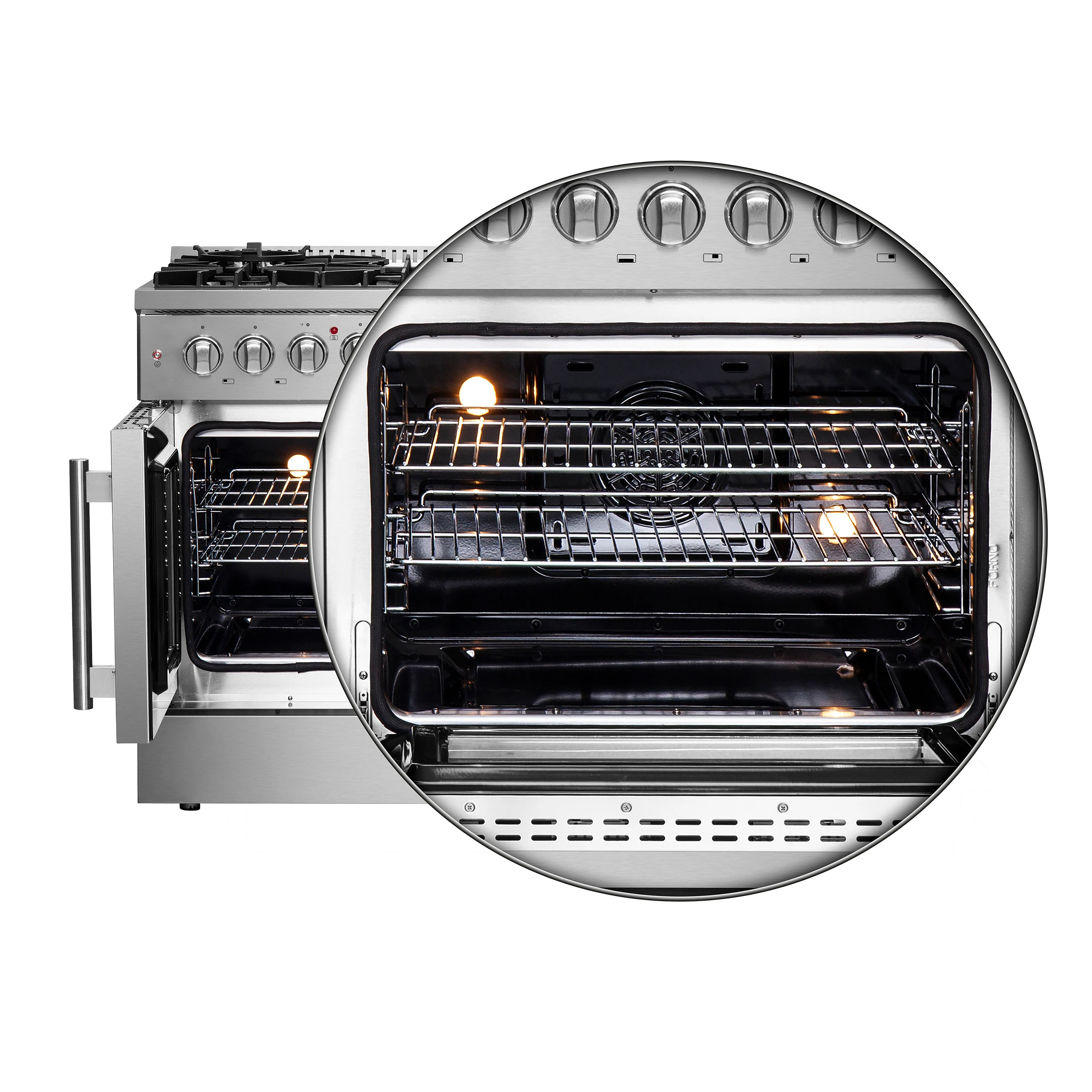 Galiano 48-Inch French Door Dual Fuel Range All , 8 Sealed Burners, 107,000 BTU, Griddle, 6.58 cu.ft. Double Ovens FFSGS635648